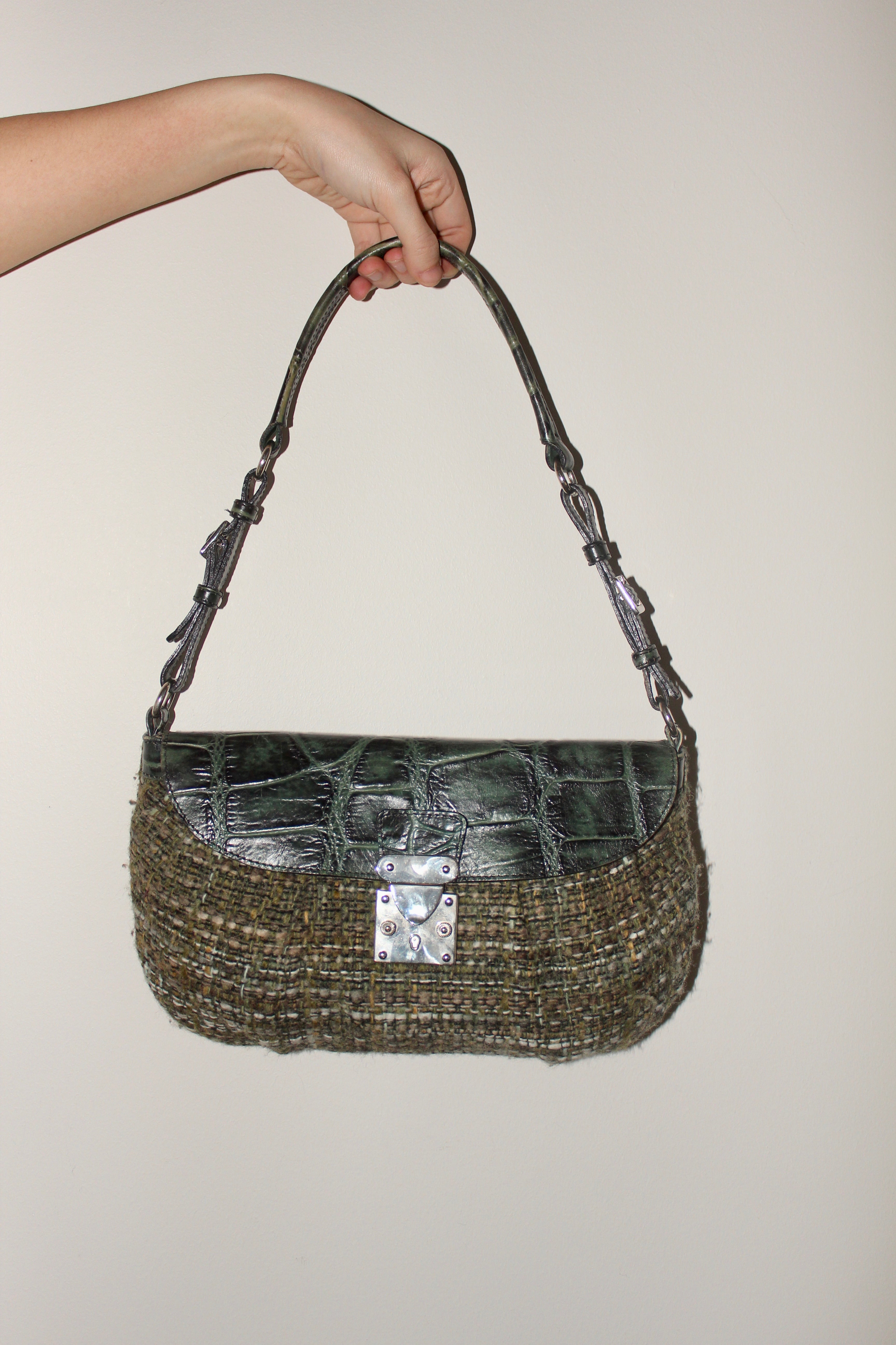 Vintage French Emerald Textured Purse