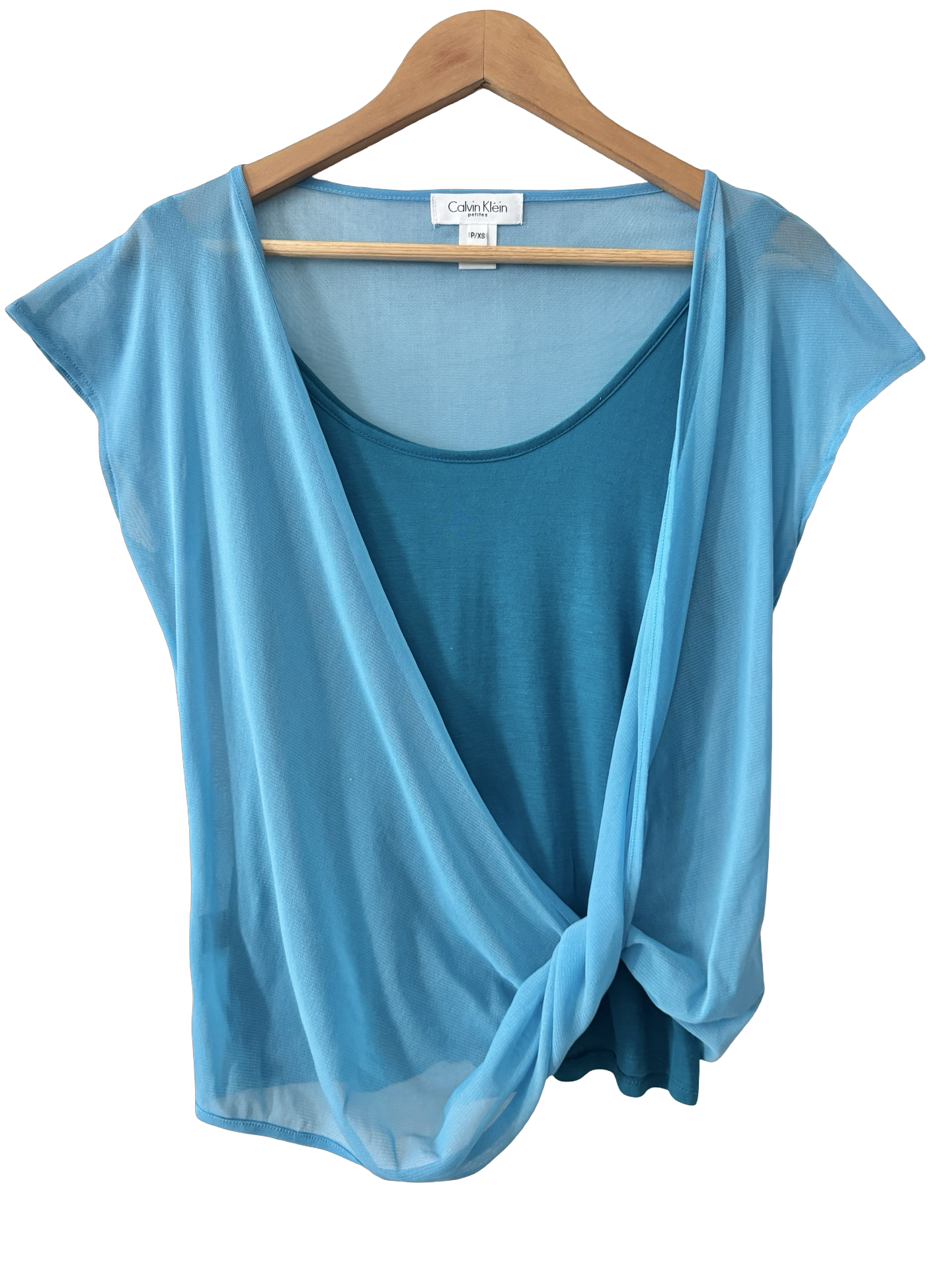 Vintage Y2K Calvin Klein Lagoon Mesh Twist Top (M)