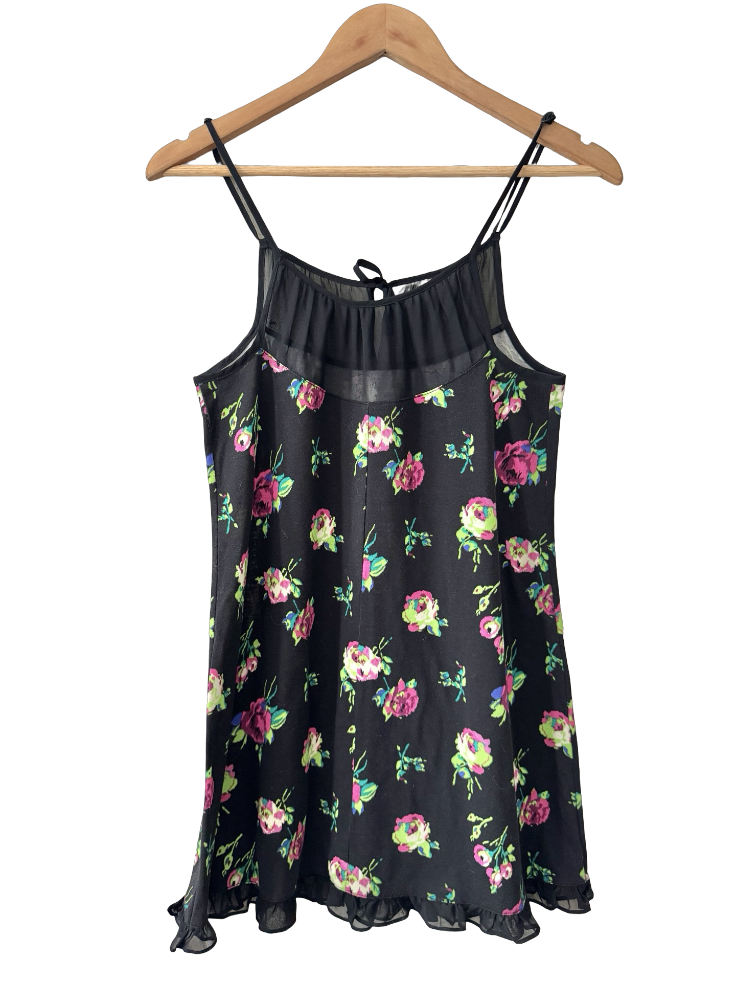 Vintage Y2K Betsey Johnson Mesh Rose Mini Dress (S)