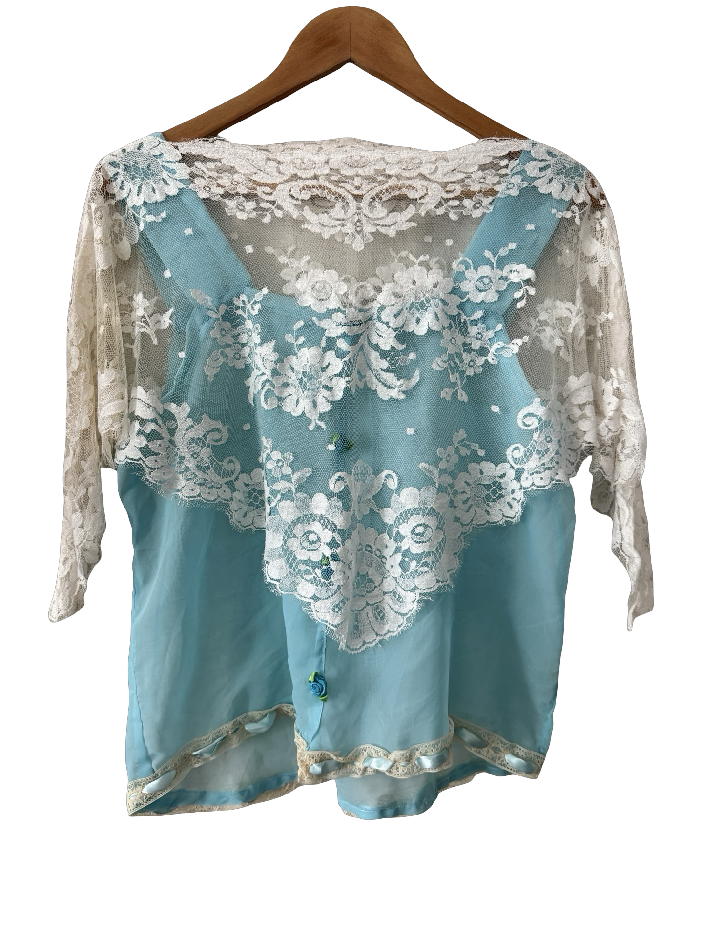 Vintage 50s Moonlit Lace Overlay Top (L)