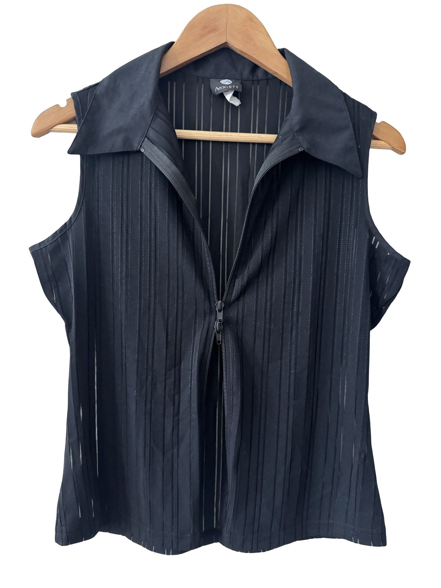 Vintage Y2K Sheer Noir Double Zip Top (L)