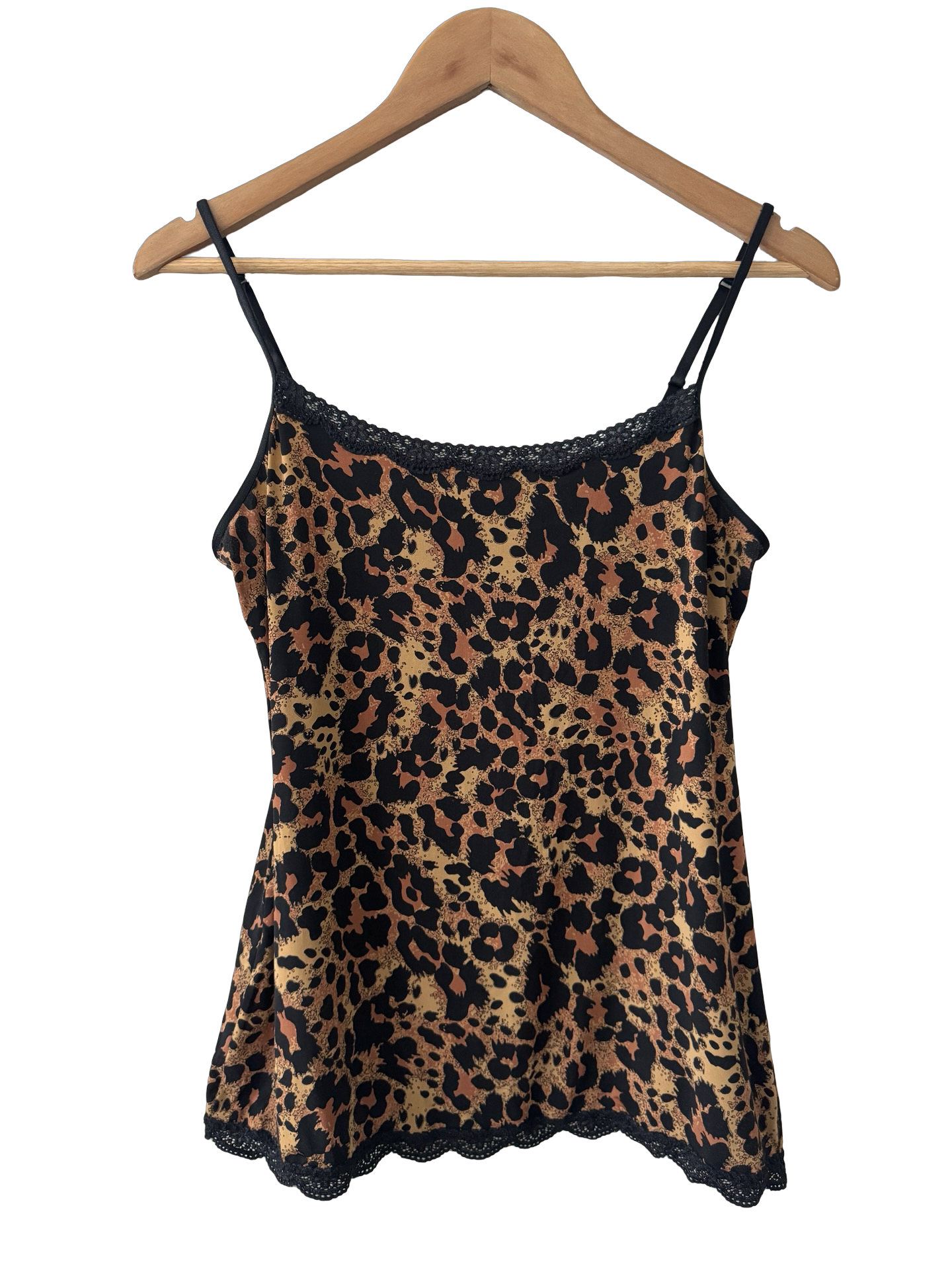 Vintage Y2K Leopard Lace Trim Cami (M)