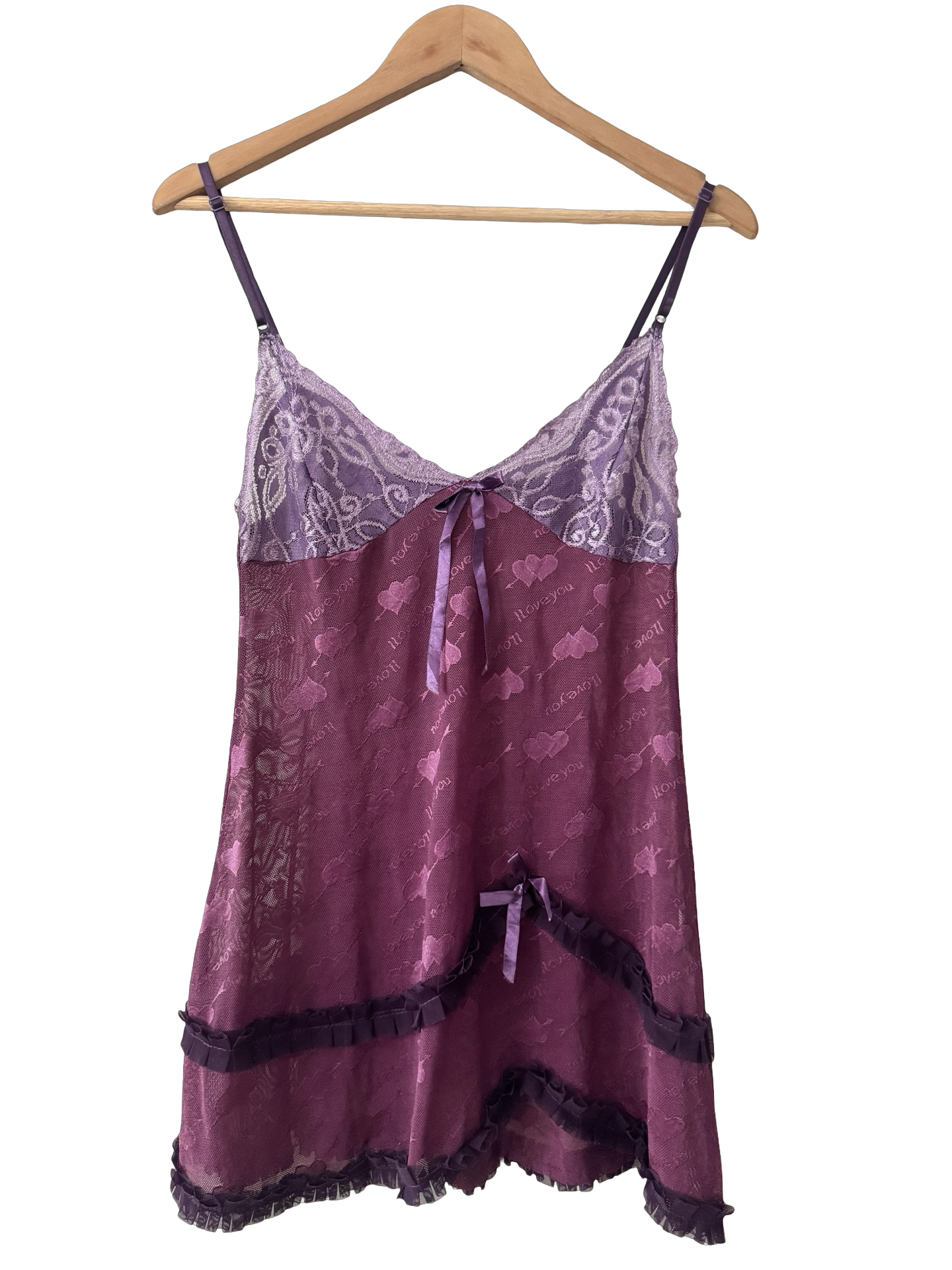 Vintage Y2K Love Letter Sheer Lace Mini Dress (M)