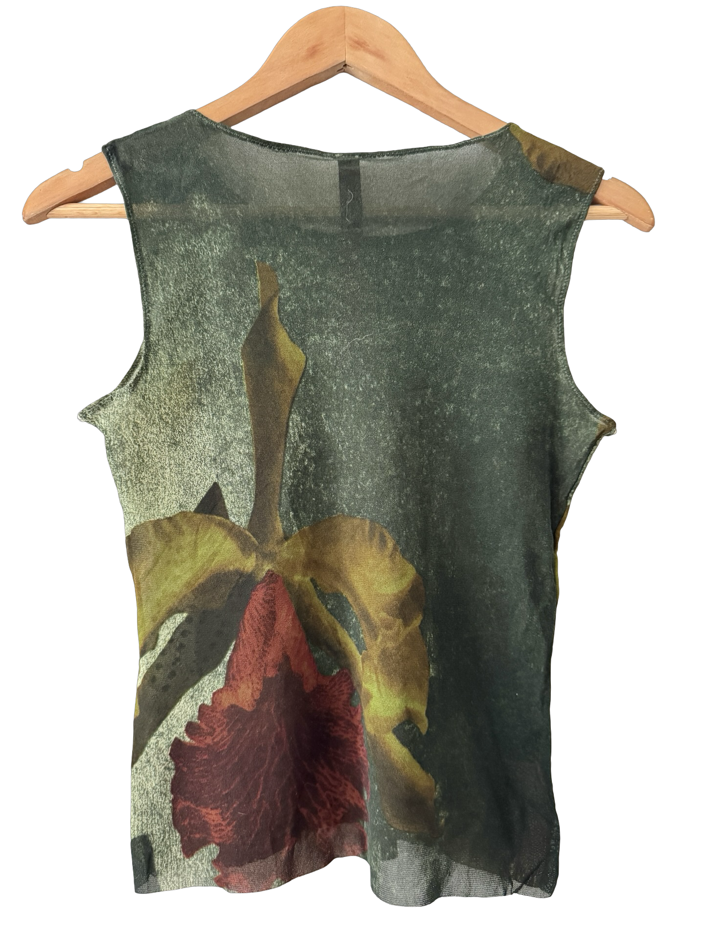 Vintage Y2K Italian Hibiscus Mesh Tank Top (S-M)