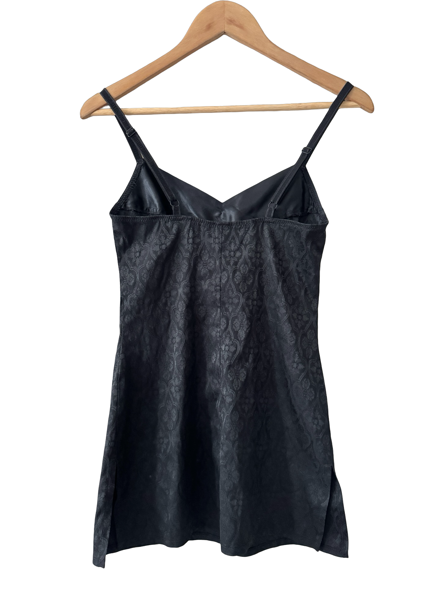 Vintage Y2K Midnight Jacquard Satin Mini Slip (XS)