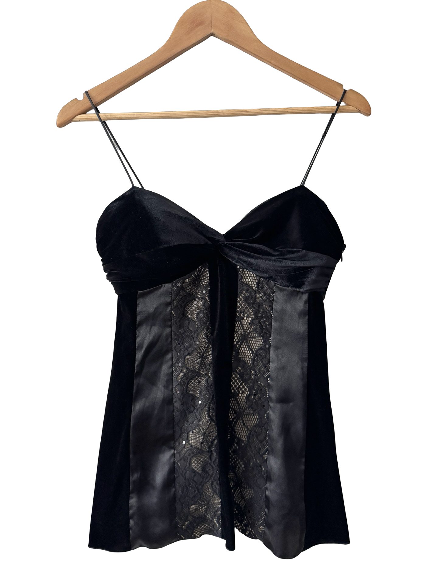 Vintage 90s Cache Midnight Velvet Lace Cami (S/M)
