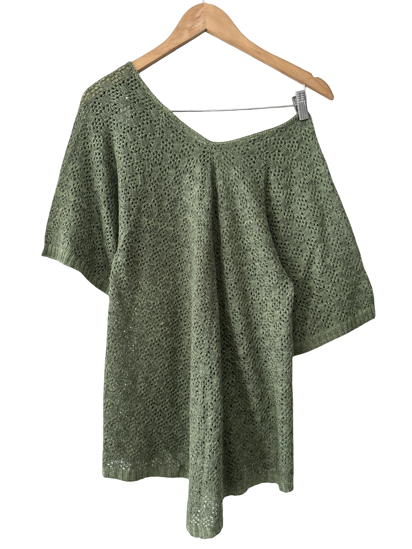 Vintage 90s Sage Crochet Knit Tunic (M)