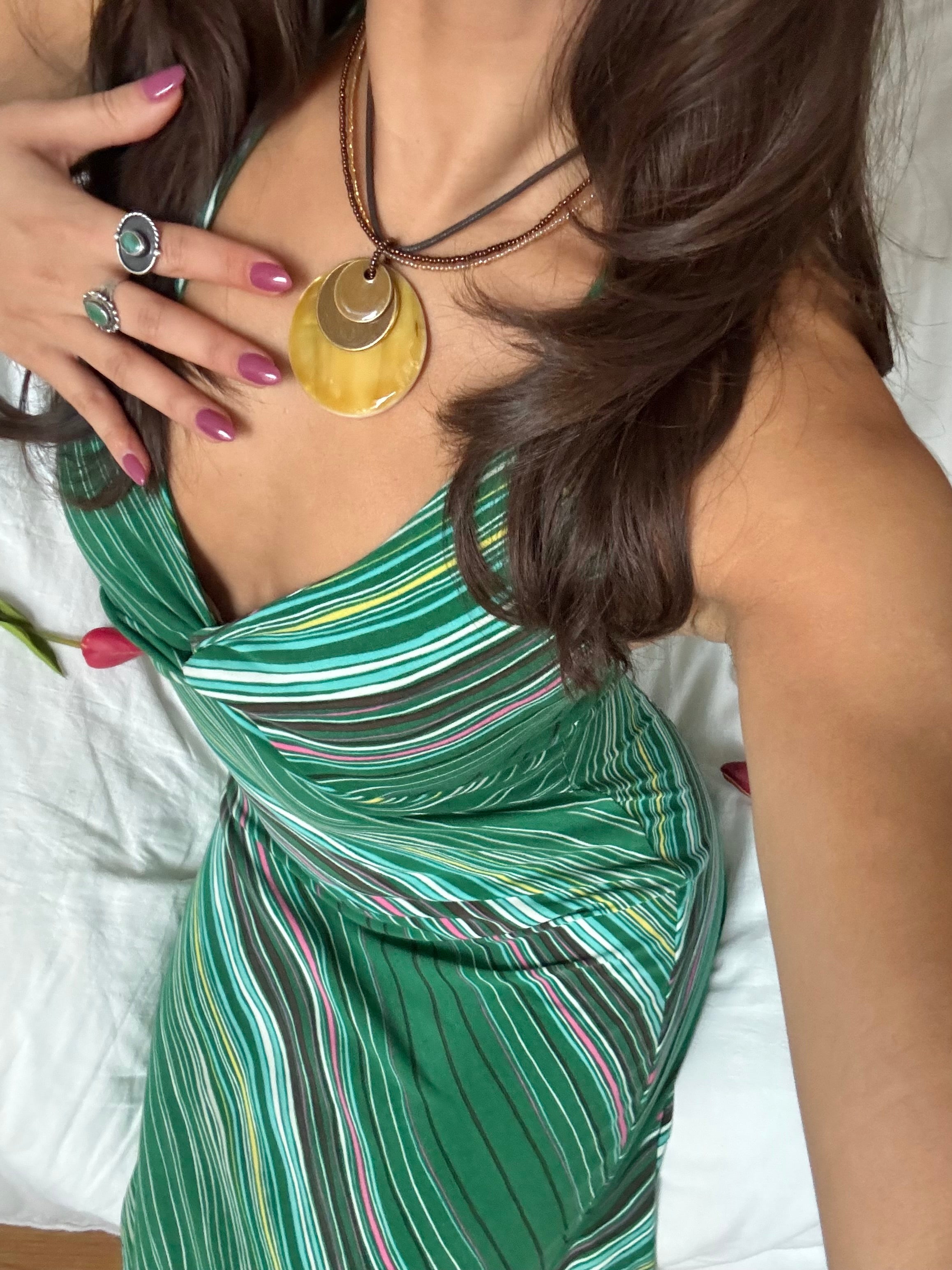 Vintage Antique Bronze Crescent Tiered Statement Necklace