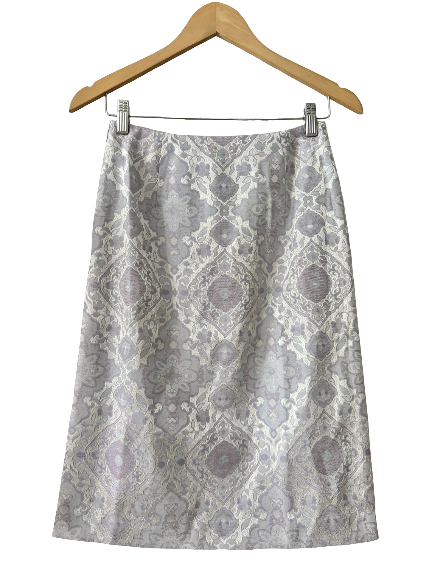 Vintage 90s Lavender Brocade Midi Skirt (S)