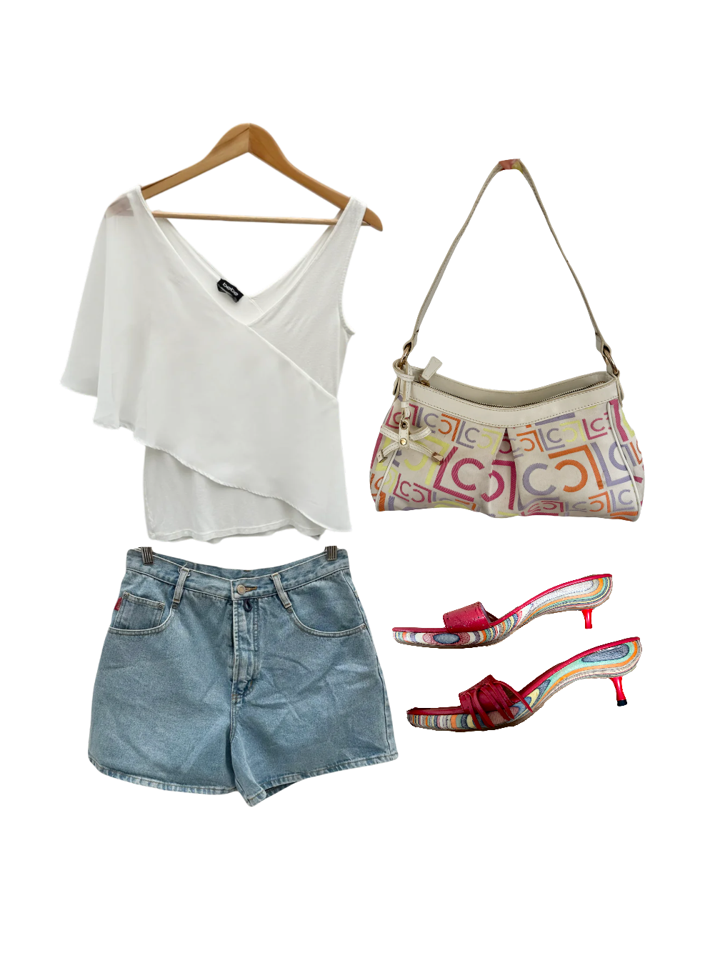 Vintage 90s BEBE One Shoulder Flutter Top (S)