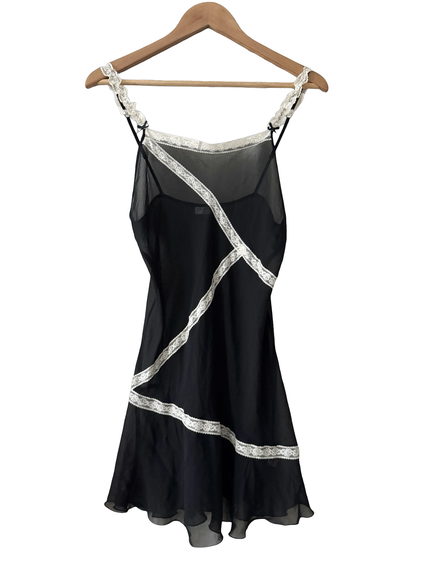 Vintage Y2K Midnight Ribbon Lace Mini Dress (M)