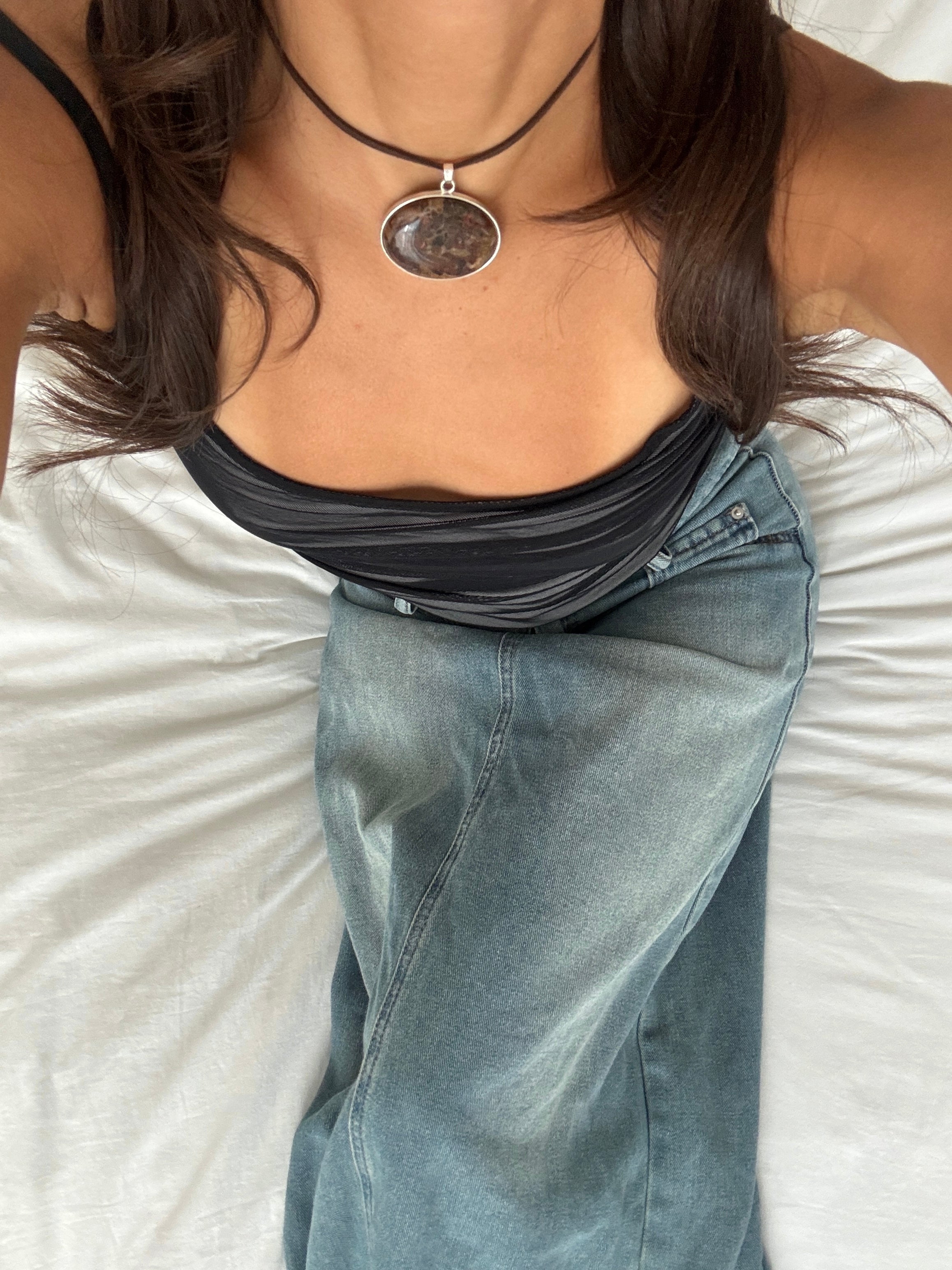 Vintage Earthbound Jasper Pendant Choker