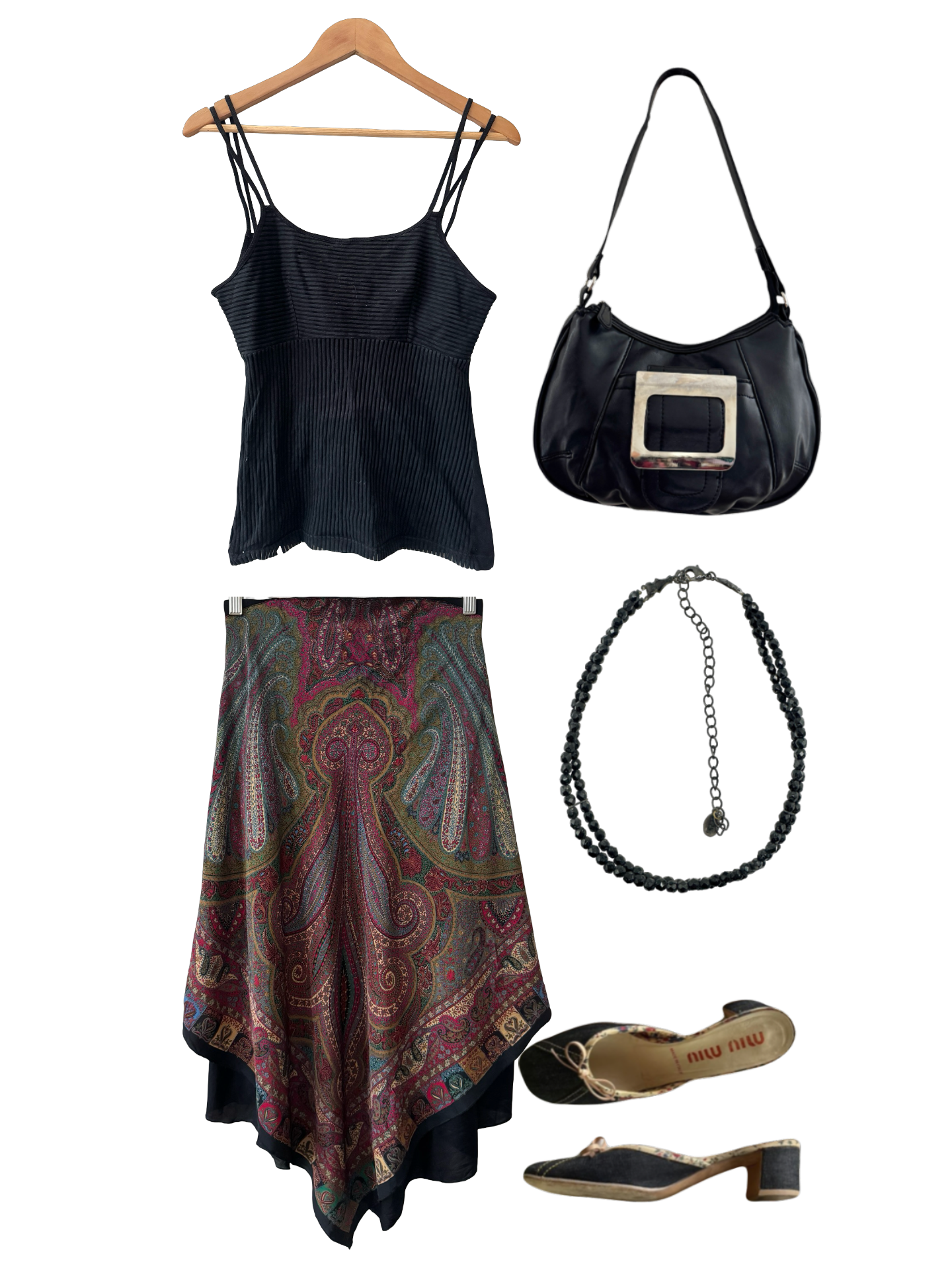 Vintage Y2K European Blackout Double Strap Textured Cami (M)