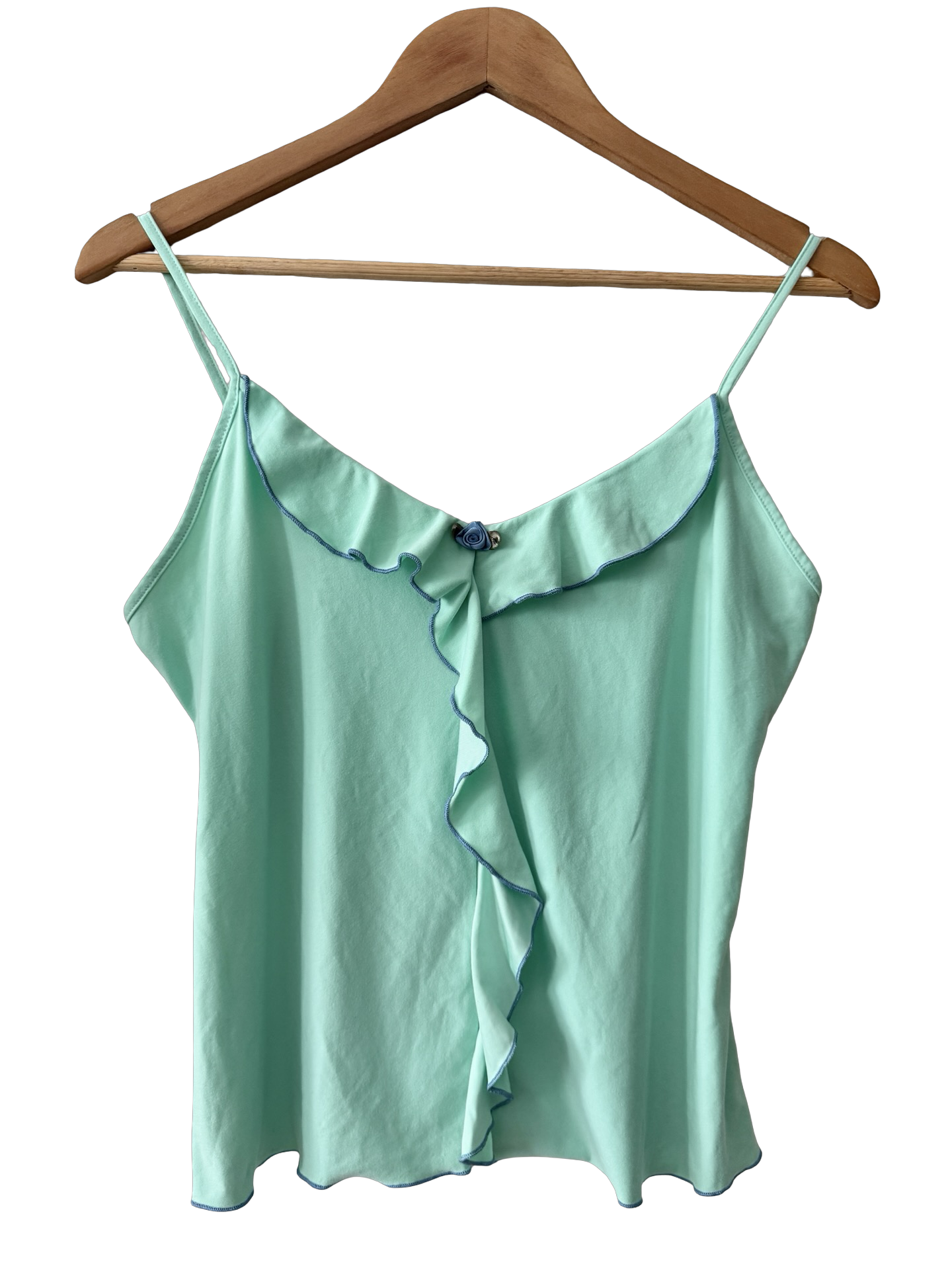 Vintage Y2K Bisou Bisou Seafoam Ruffle Cami (M)