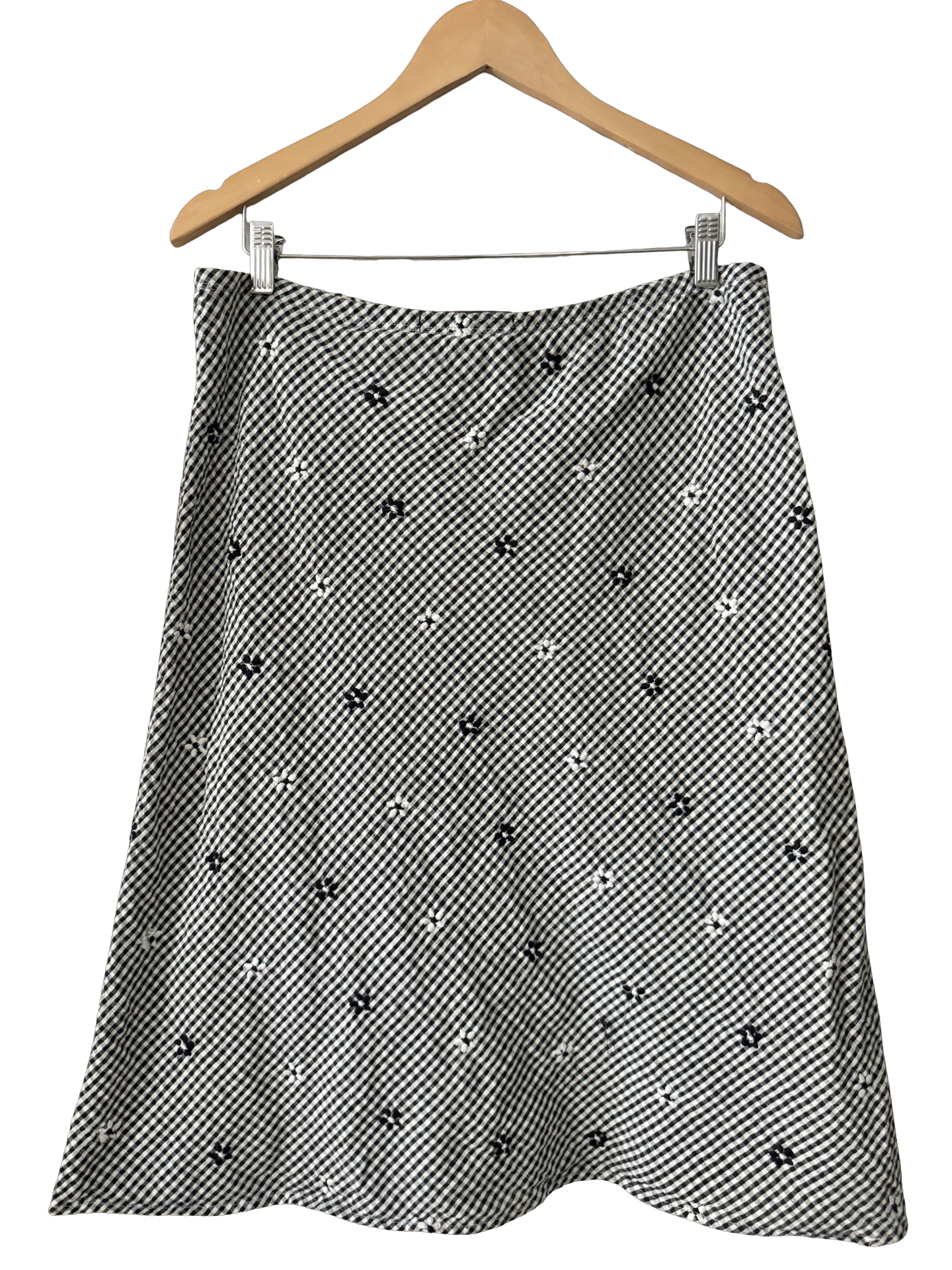 Vintage 90s Daisy Gingham Midi Skirt (L)
