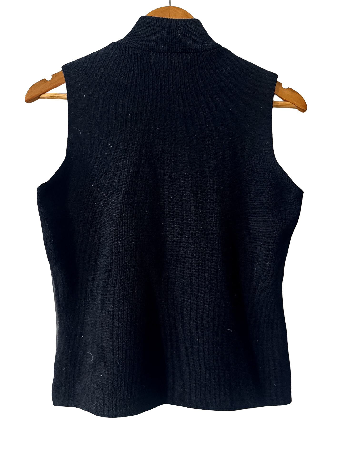 Vintage 90s Midnight Leather Knit Zip Vest (M)