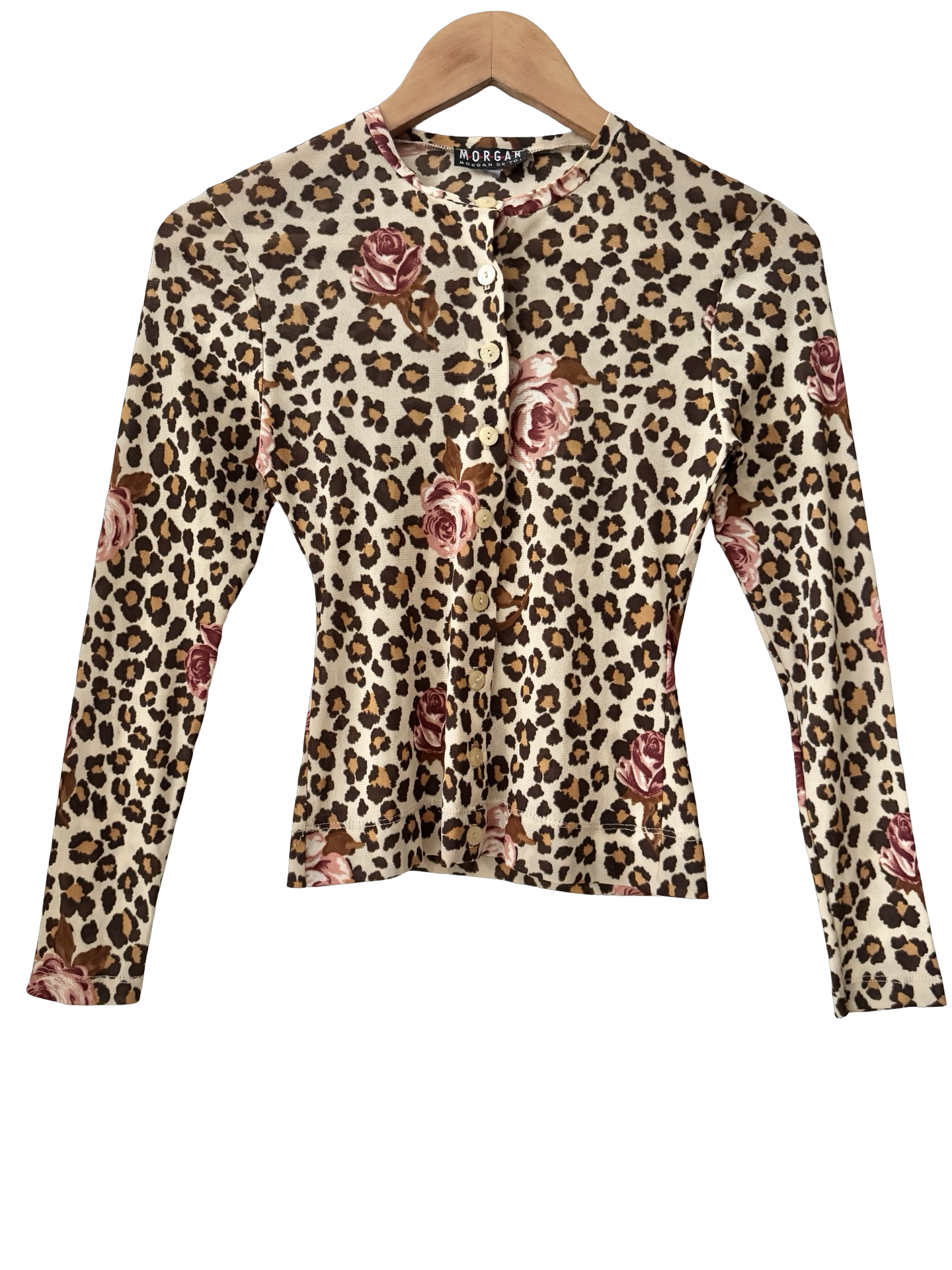 Vintage 90s Morgan De Toi Rose Leopard Knit (S)