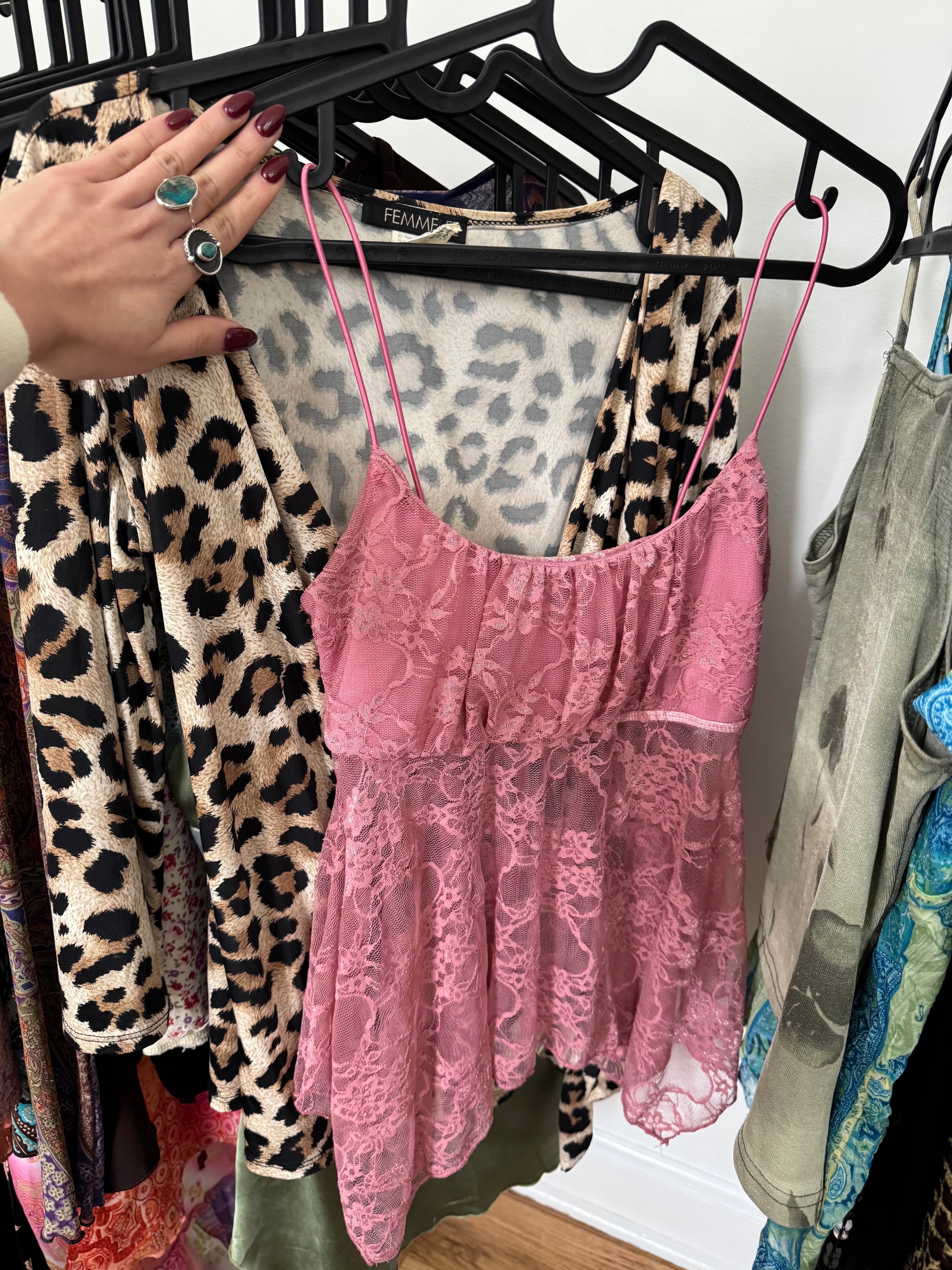 Vintage Y2K Dusty Rose Lace Babydoll Top (S)