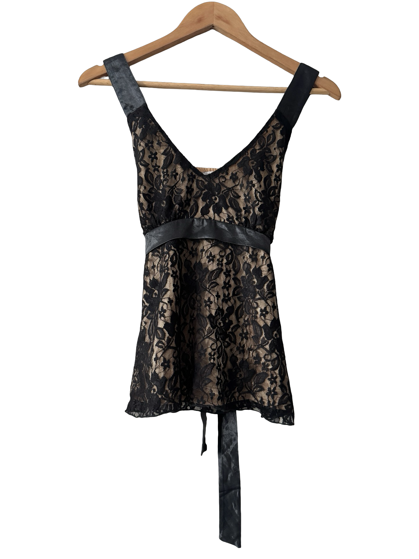 Vintage Y2K French Noir Boudoir Babydoll Top (M)