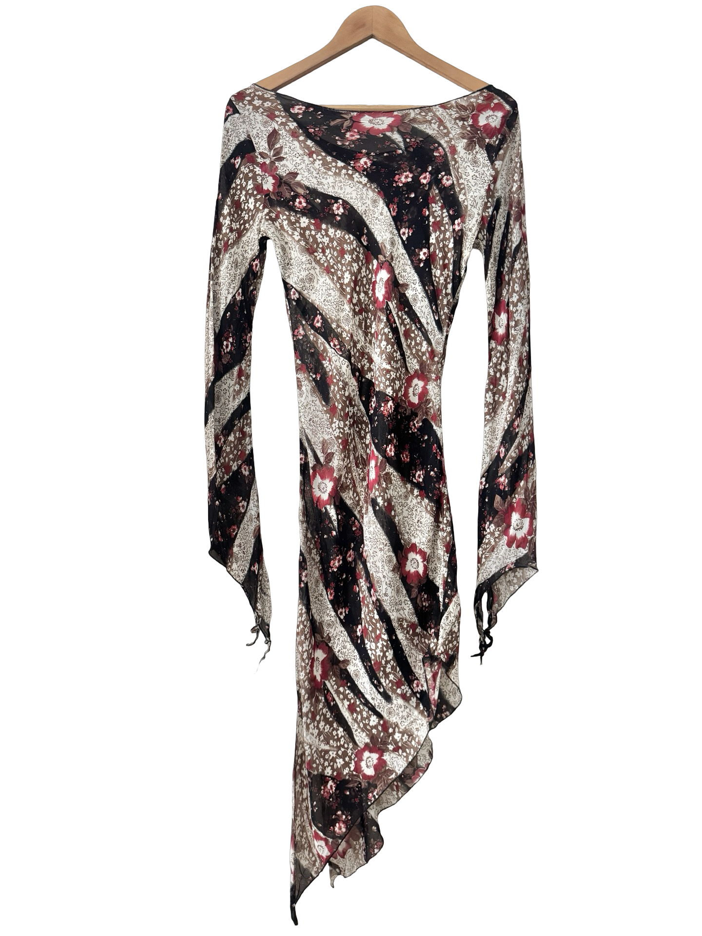 Vintage Y2K Woodland Muse Asymmetrical Mesh Dress (M)