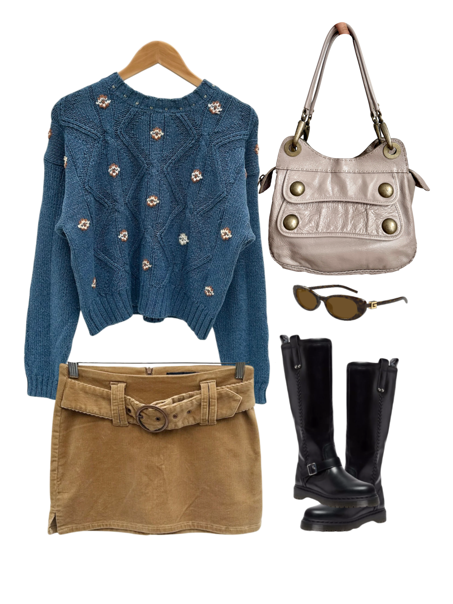 Vintage 90s Chunky Embroidered Cotton Knit Sweater (M)