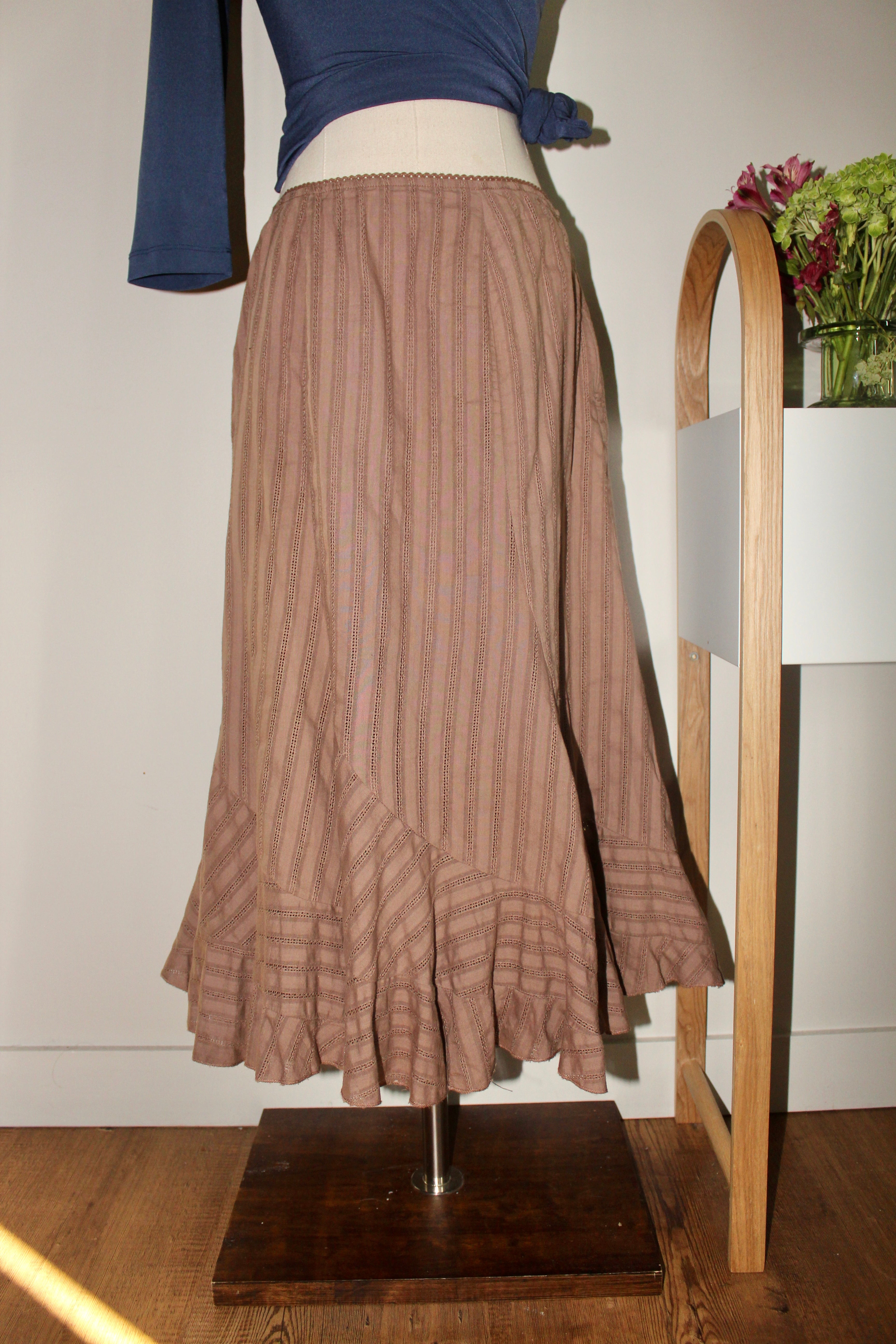 Vintage 90s Cotton Cottage Midi Skirt (S-M)