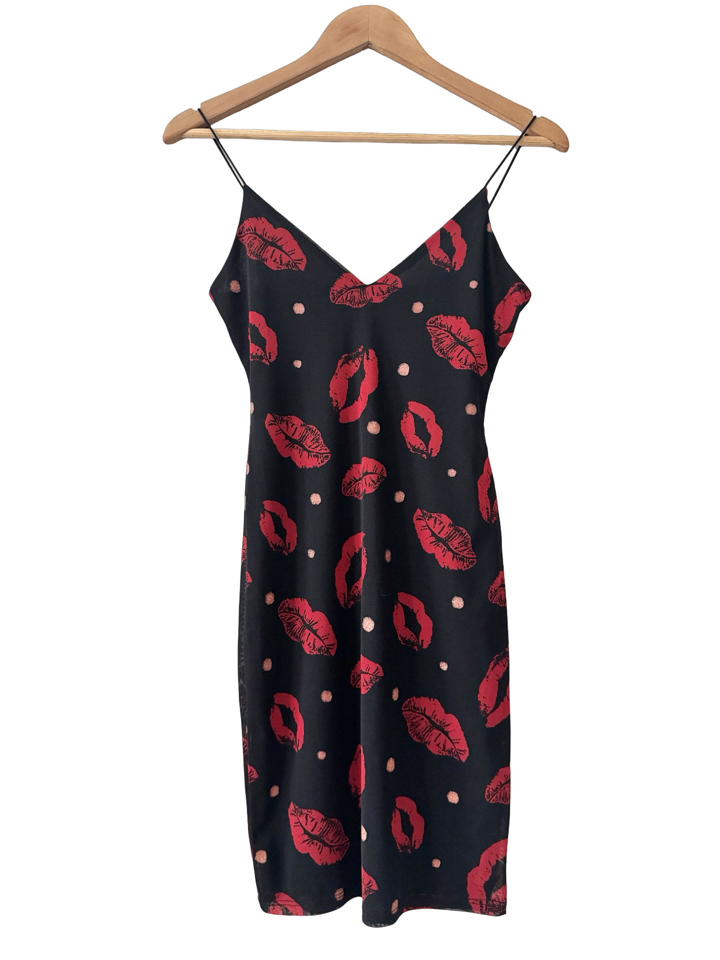 Vintage Y2K Kiss Print Slip Dress (S)