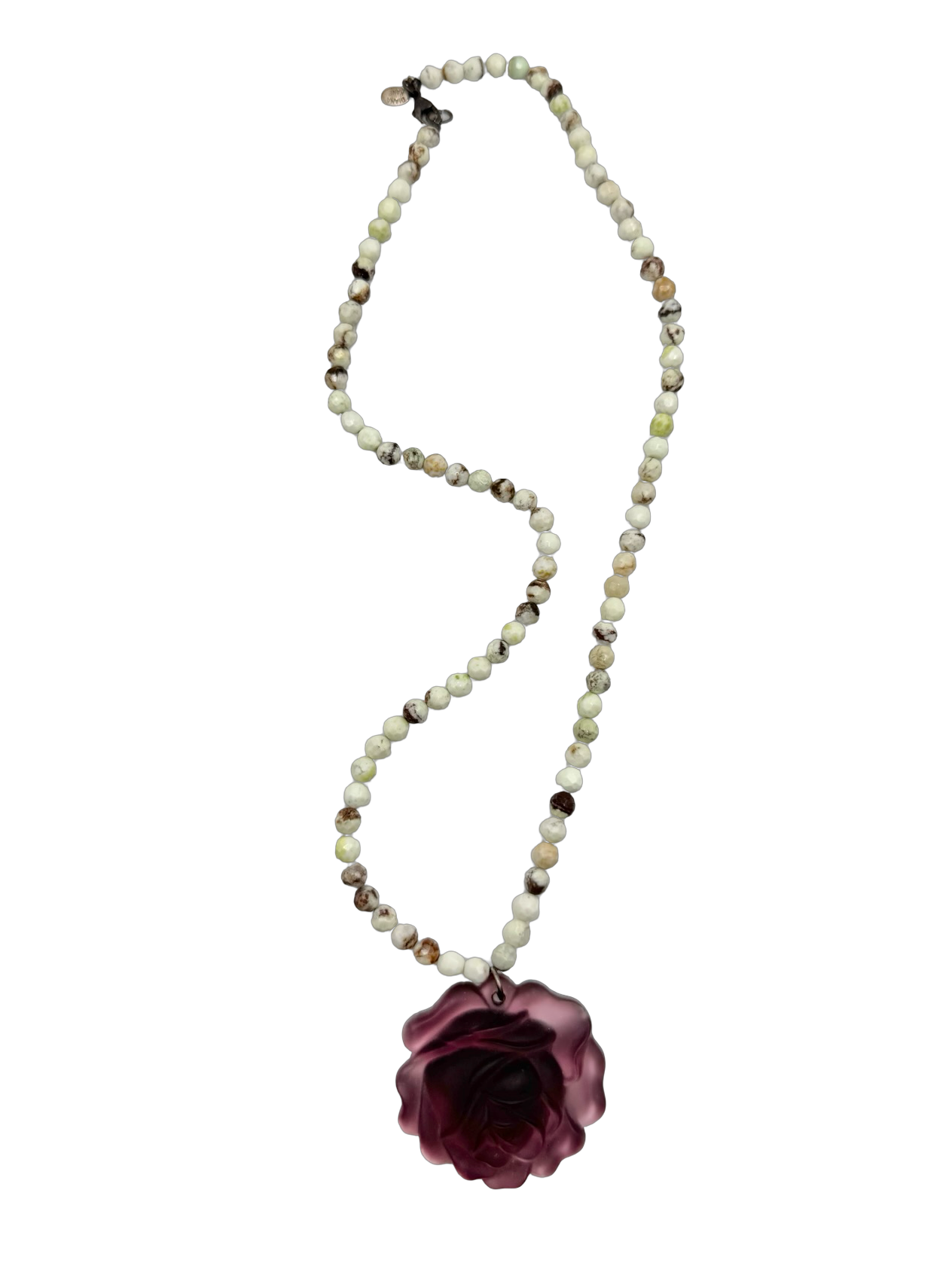 Vintage 90s Plum Rose Beaded Necklace