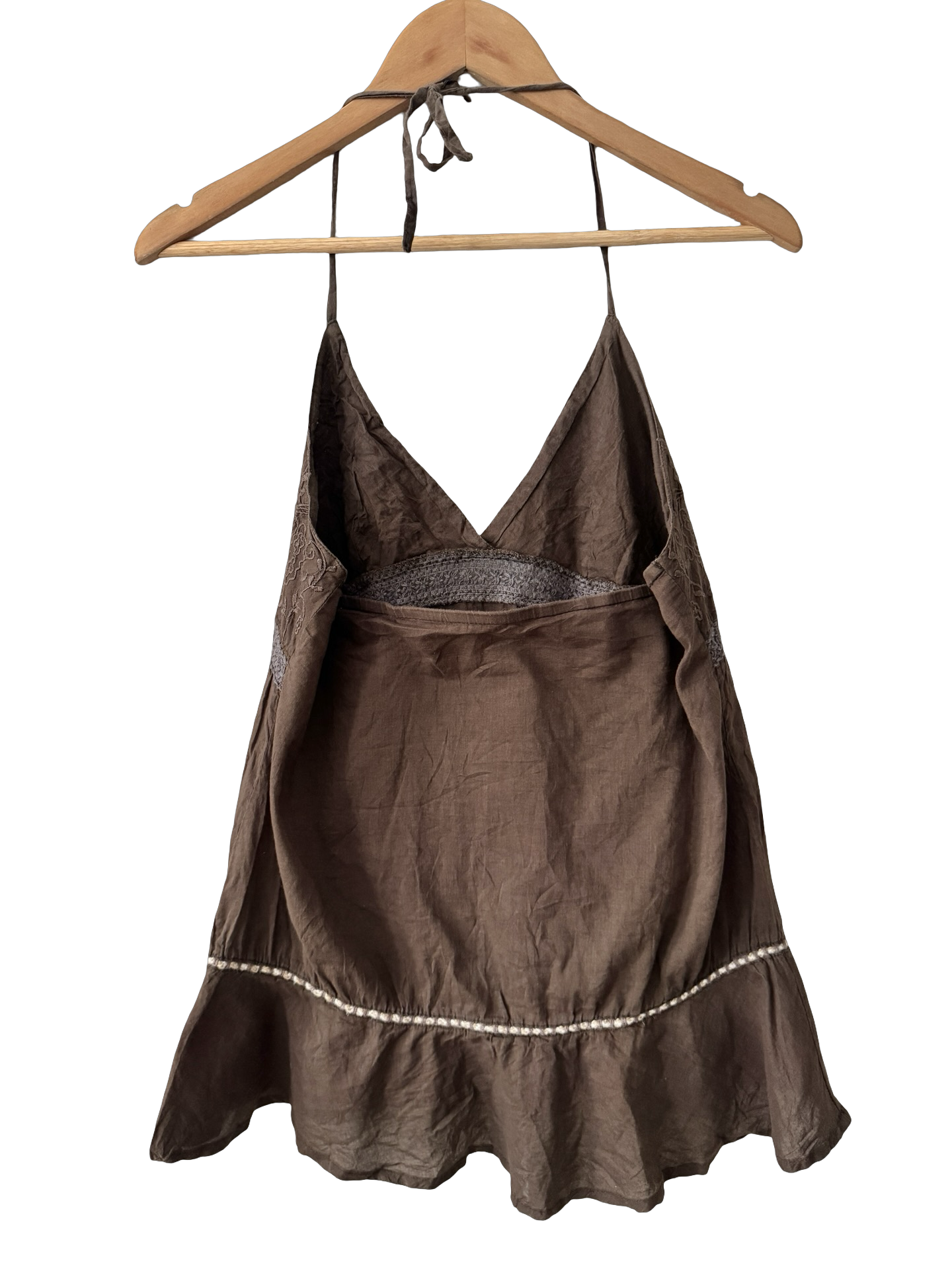 Vintage Y2K Cocoa Crochet Halter (M/L)