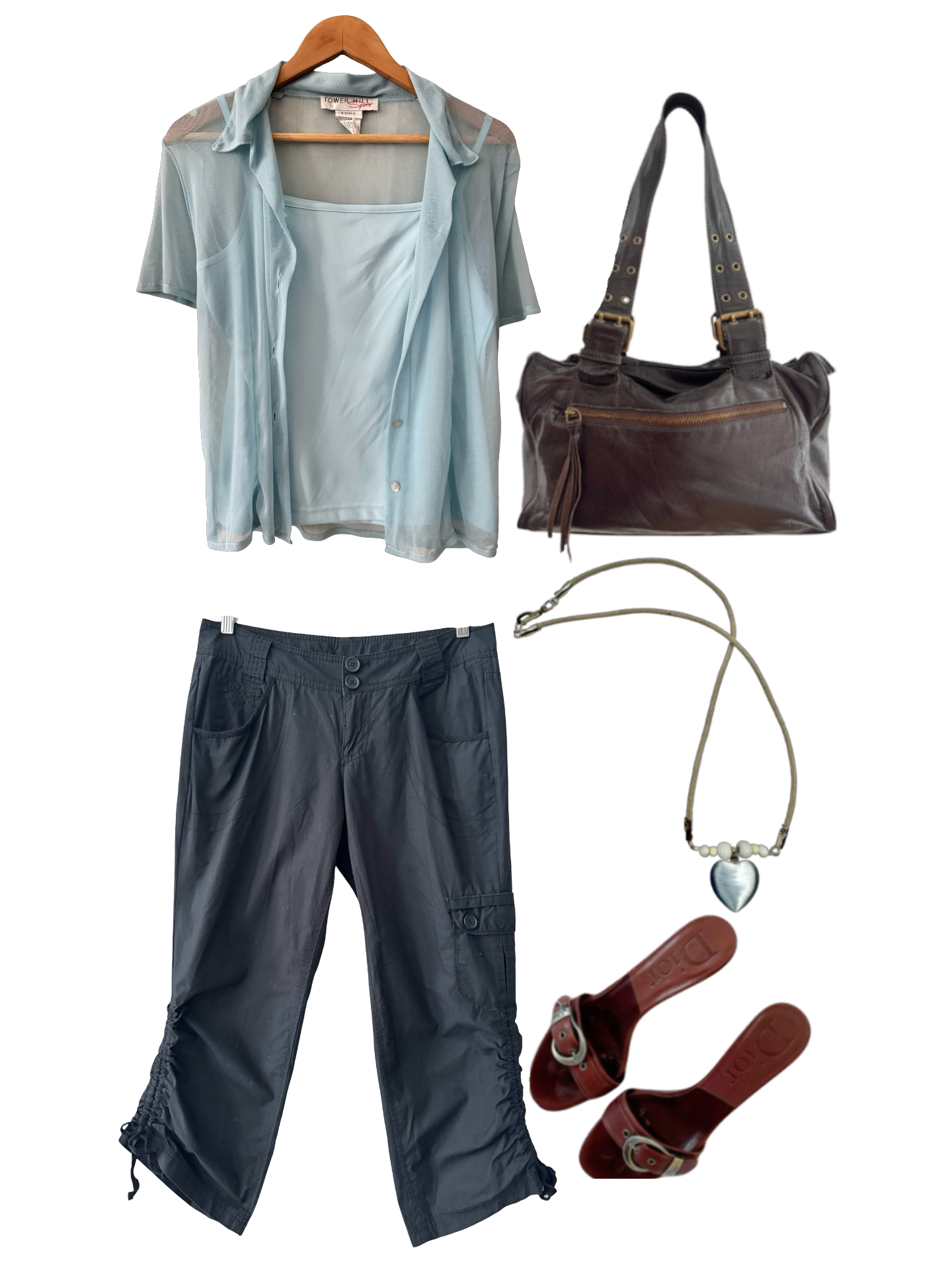 Vintage DKNY Black Ruched Cargo Capri Pants (M)