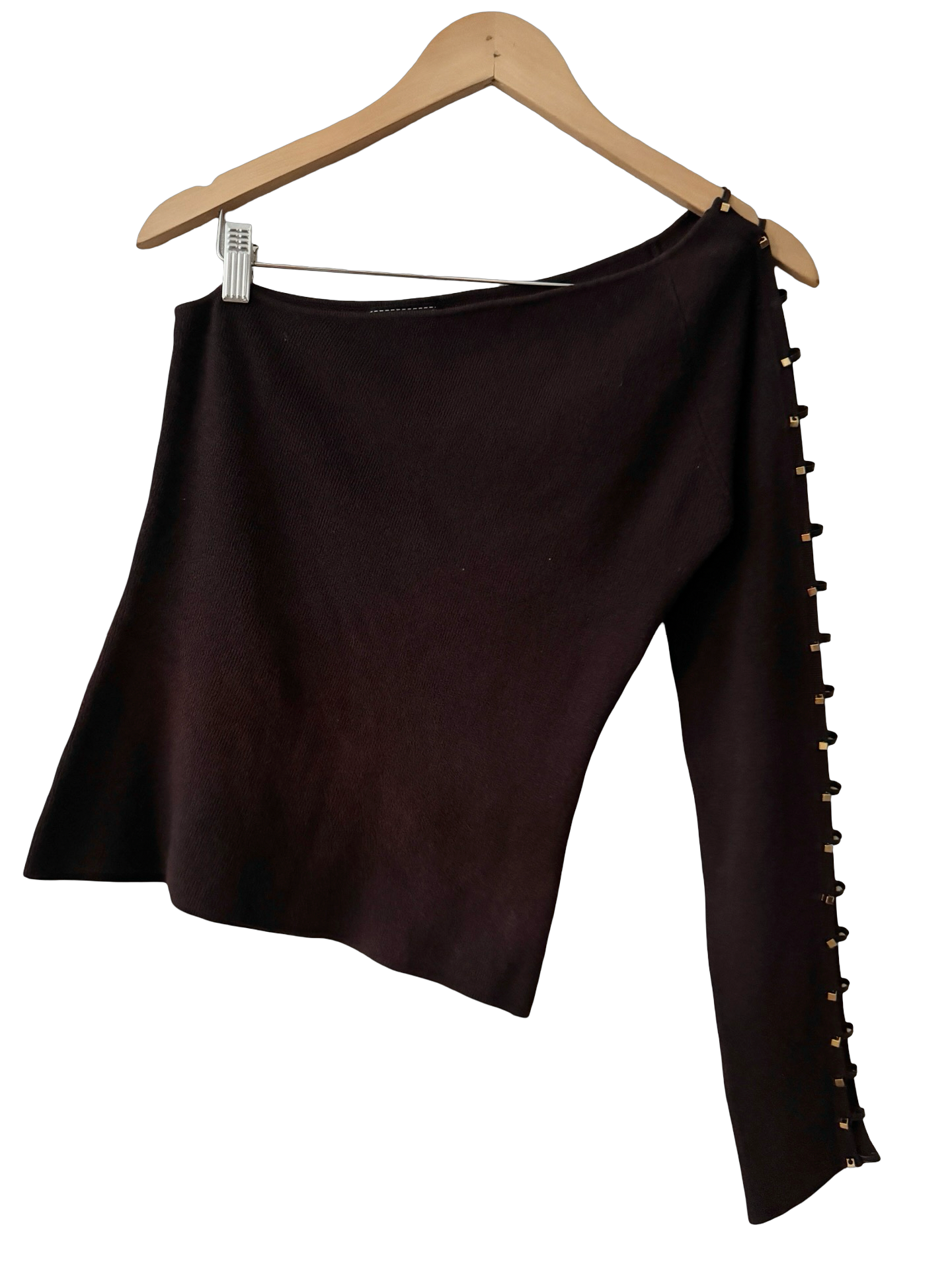 Vintage Y2K Chocolate After-hours Faux Leather Trim Top (M)