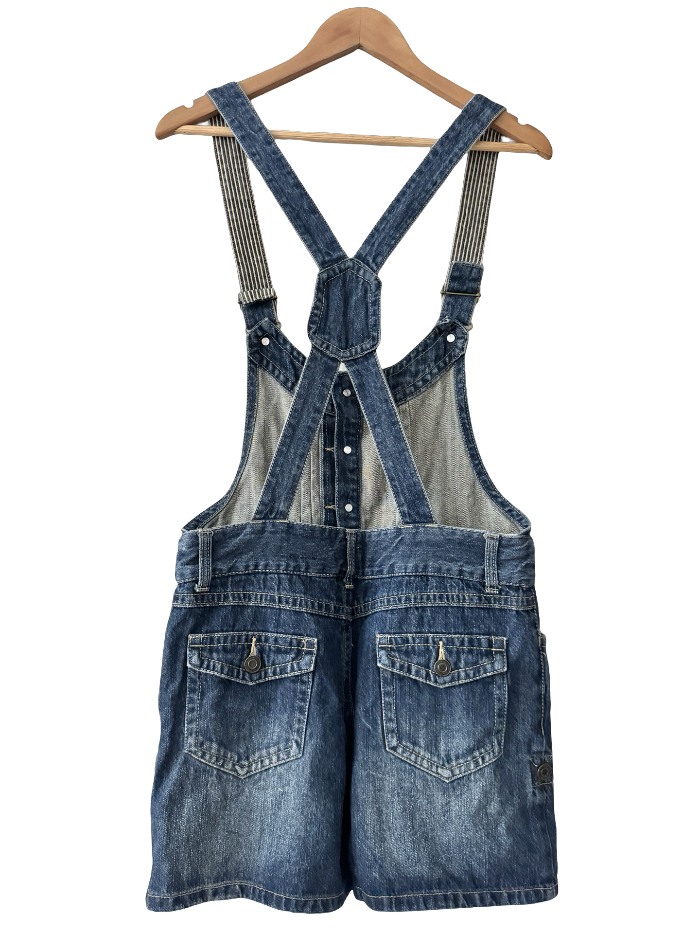 Vintage 90s Striped Lined Overall Shorts (S/M)