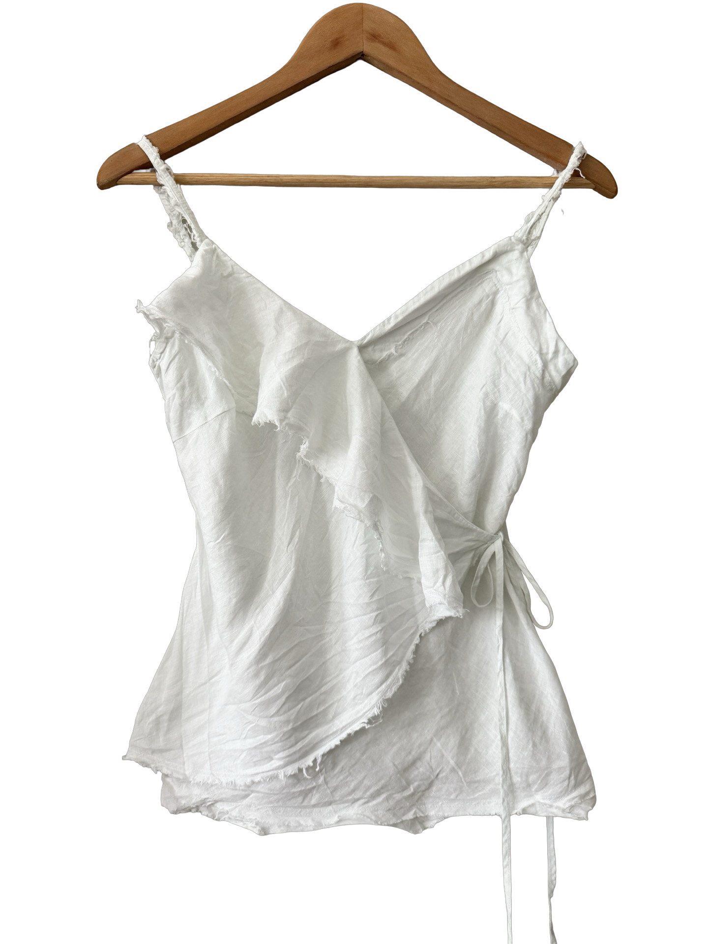 Vintage 90s Linen Cloud Dancer Wrap Top (S-M)