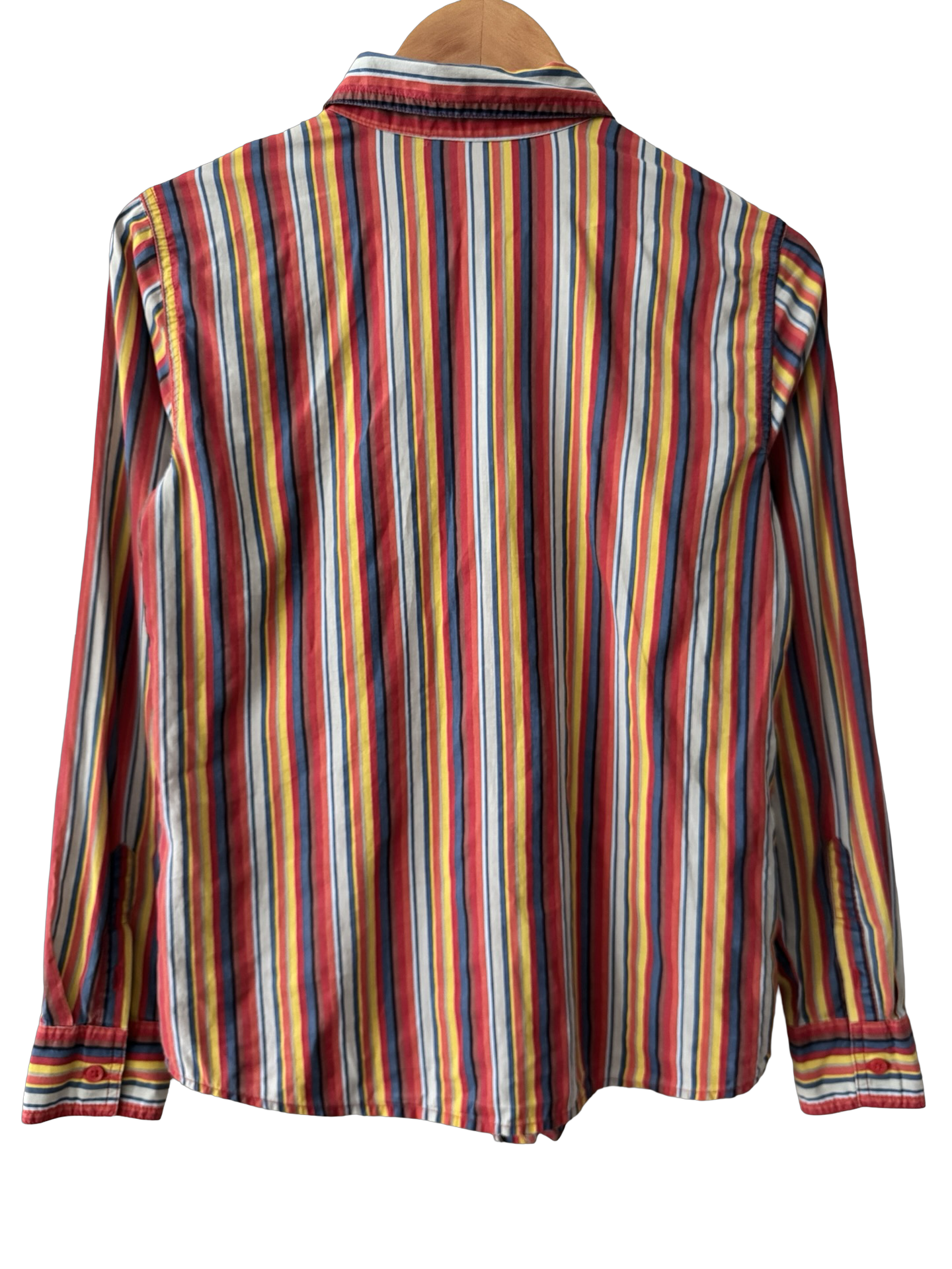 Vintage 90s Colorful Striped Cotton Button-Up Shirt (S/M)