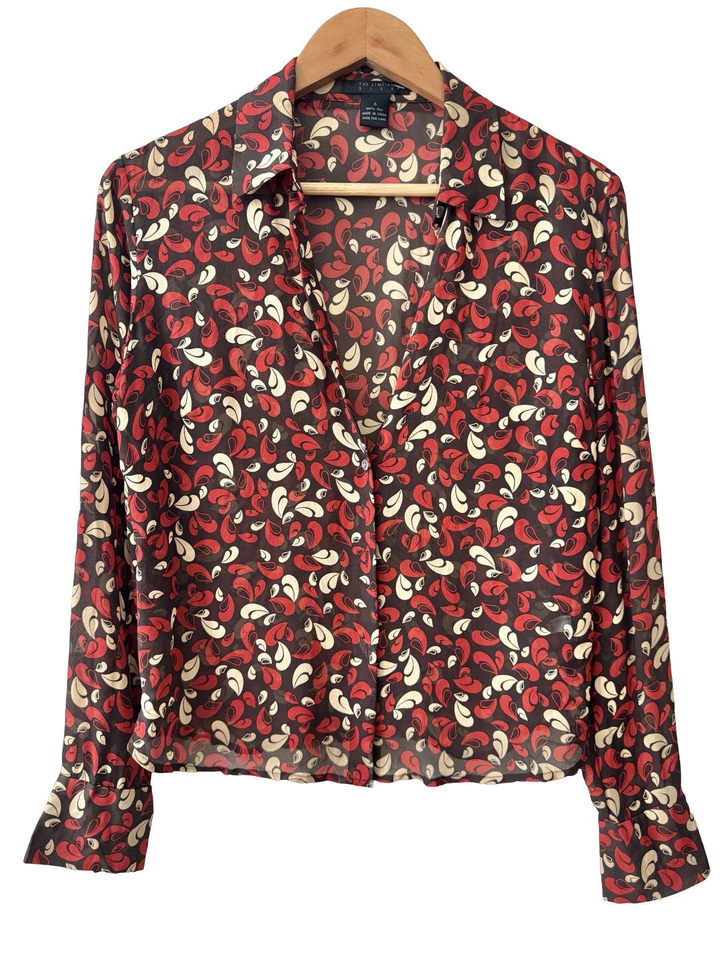 Vintage 90s Silk Paisley Button-Up Blouse (S/M)