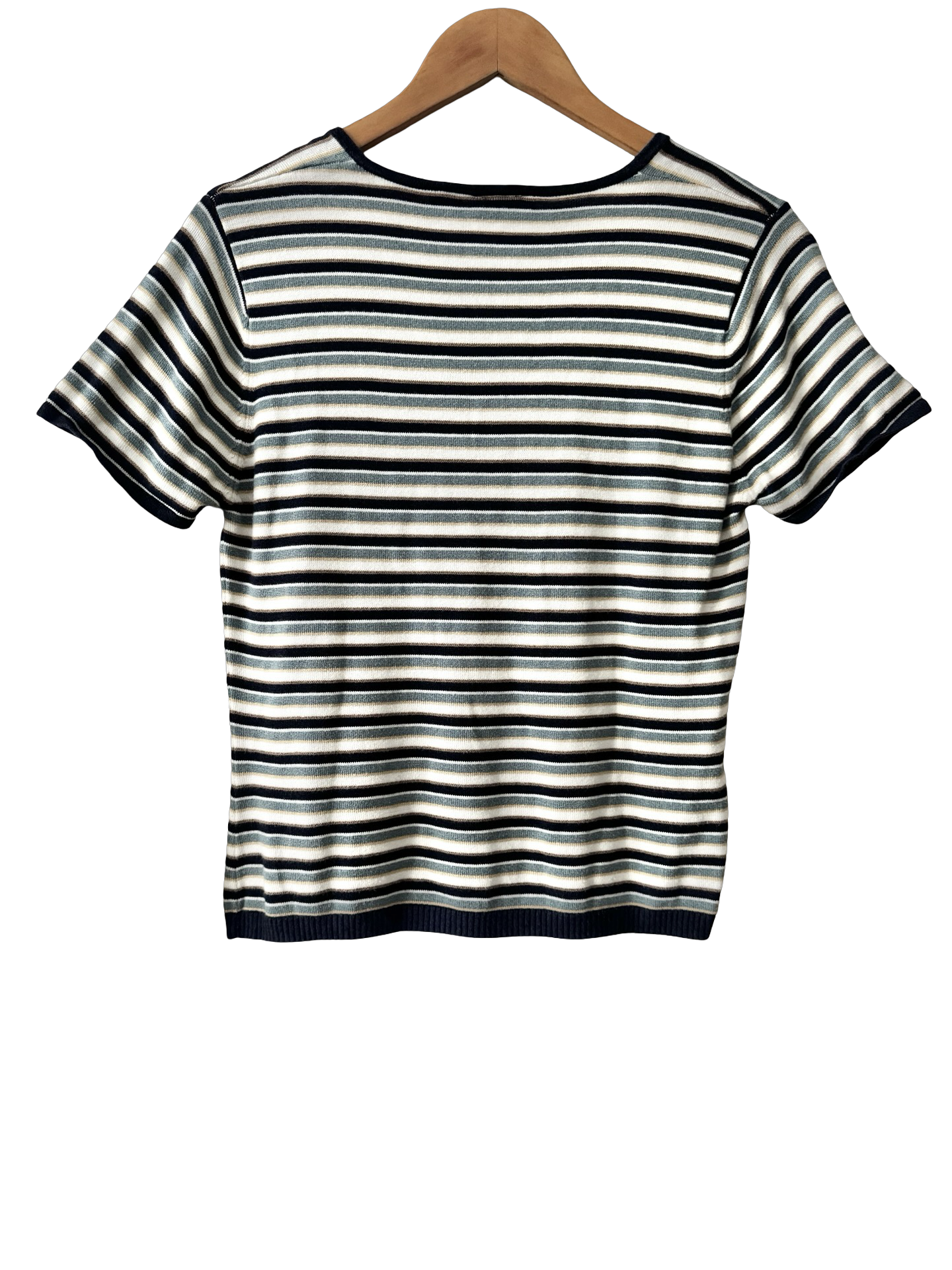 Vintage 90s Coastal Stripe Short Sleeve Knit Top (M/L)