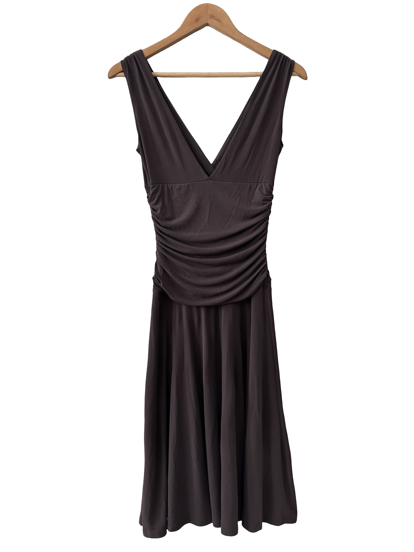 Vintage 90s Arden B Chocolate Brown Ruched Midi Dress (XS/S)