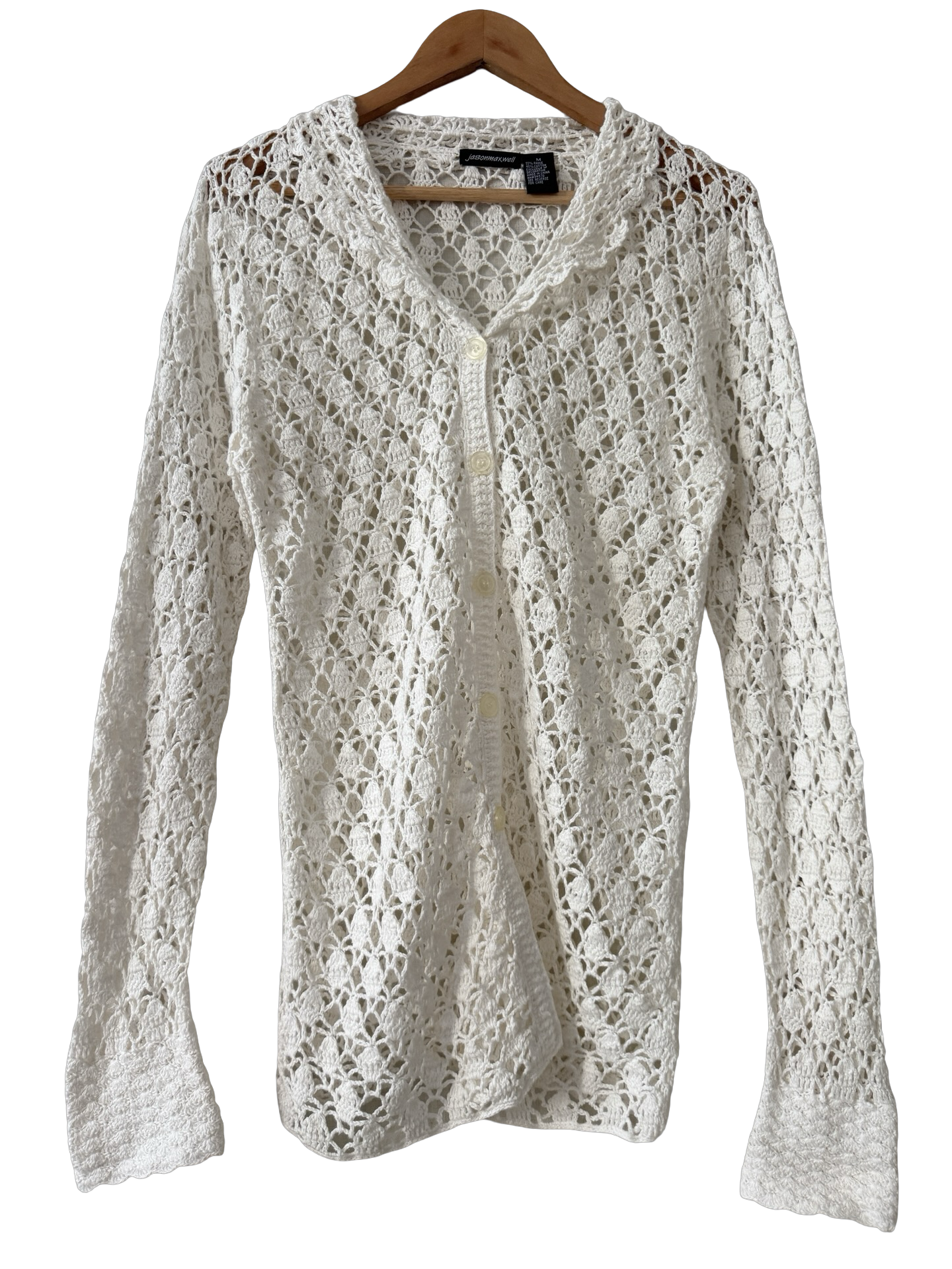 Vintage 90s Porcelain Lace Crochet Cardigan (M)