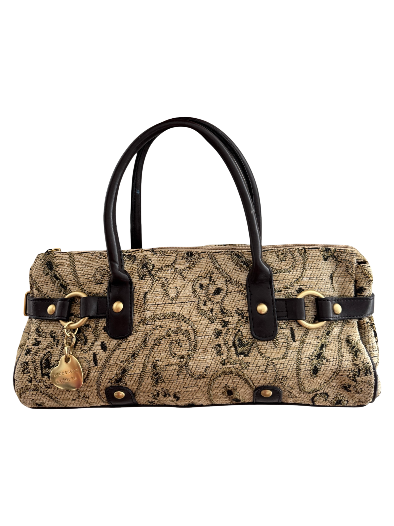 Vintage Y2K Necessary Objects Paisley Barrel Shoulder Bag