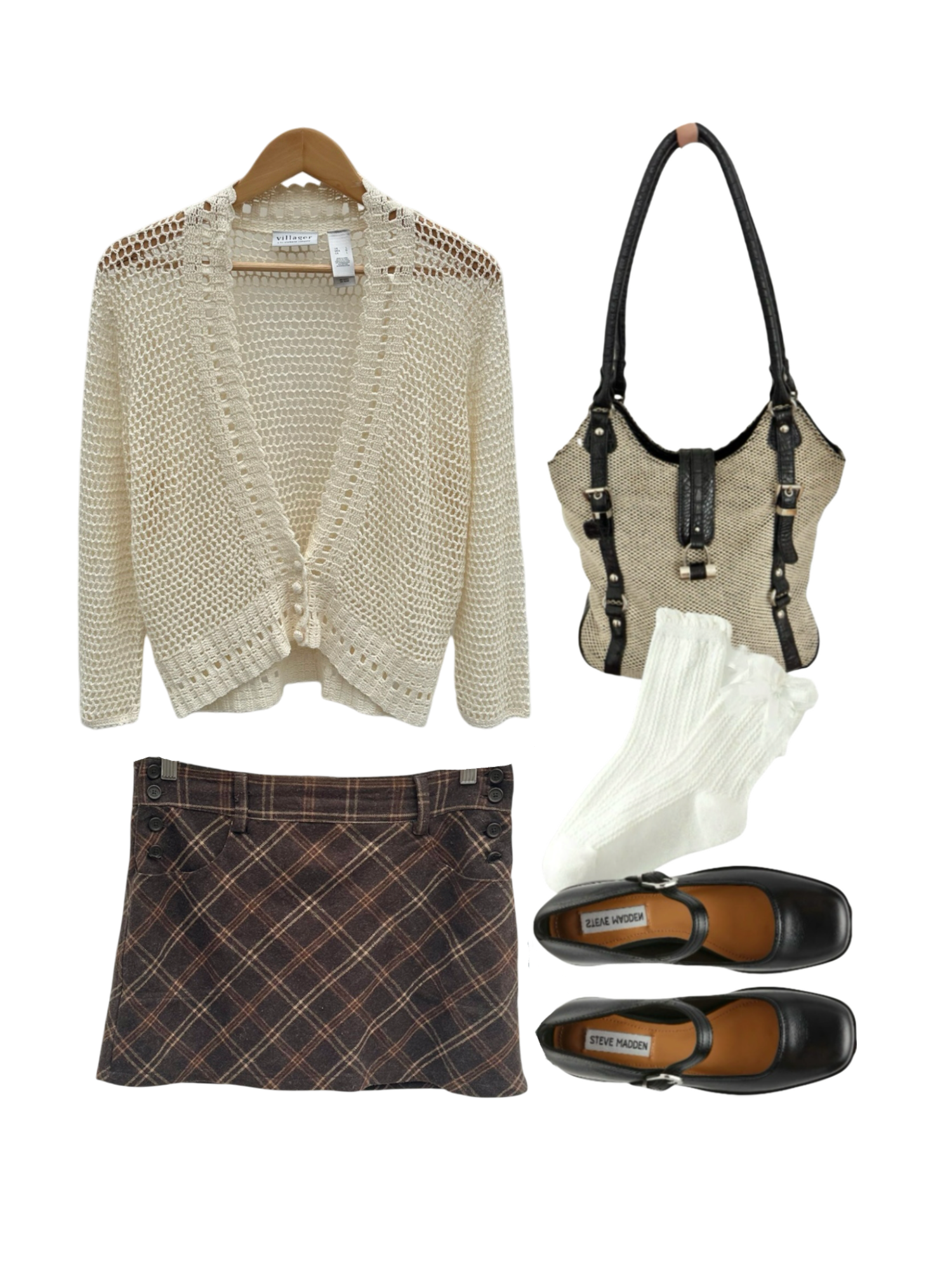 Vintage 90s Ivory Crochet Knit (L)