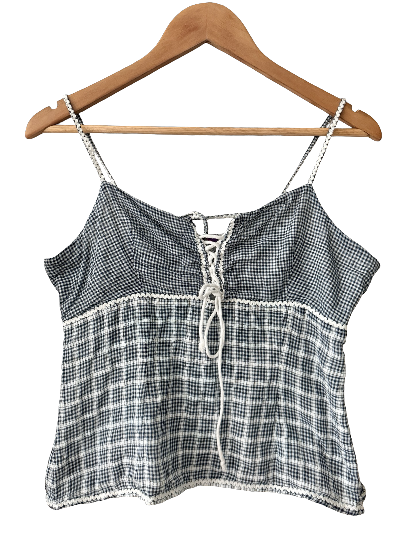Vintage 90s Gingham Lace Up Cami (M)