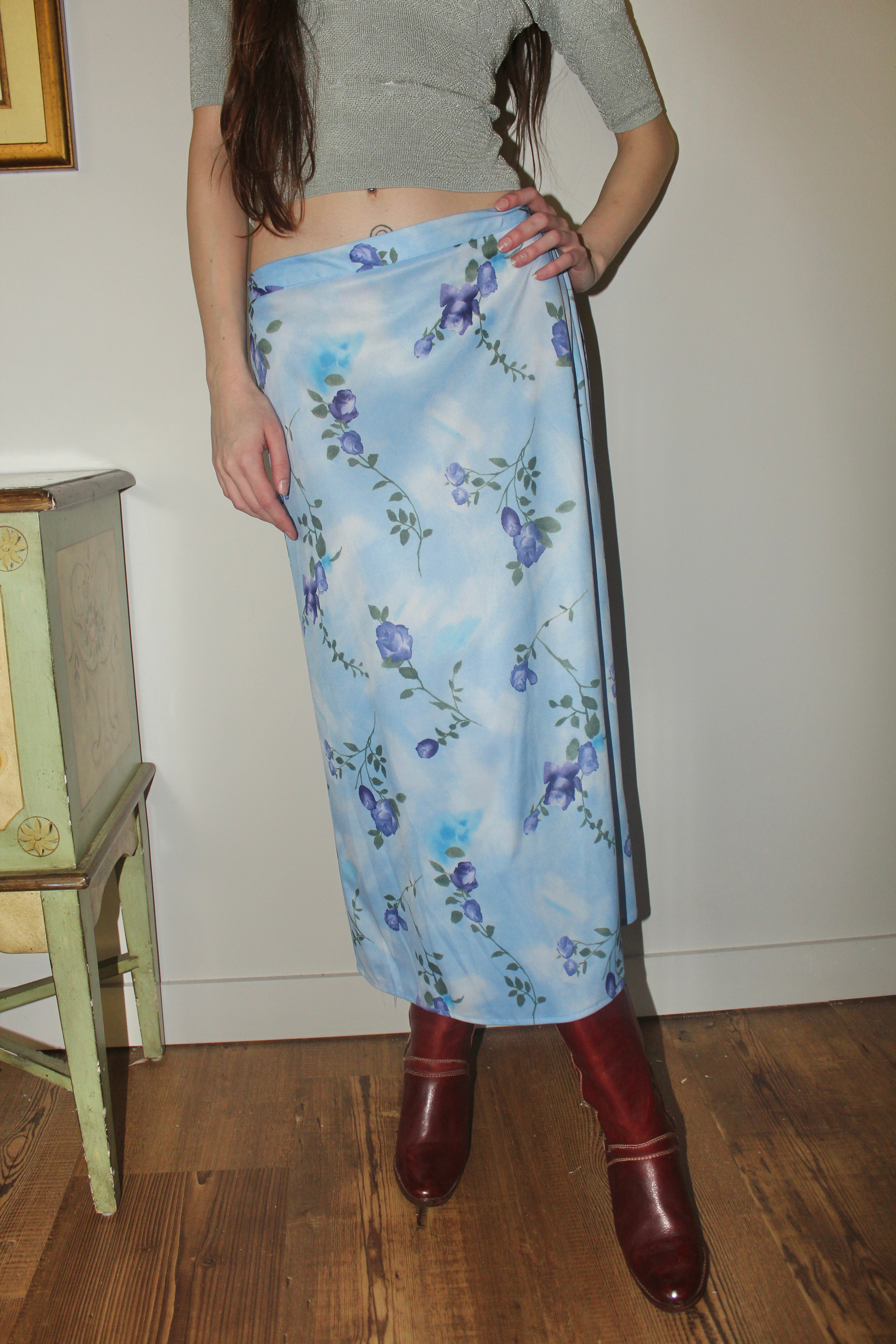 Vintage 90s Floral Midi Skirt (S)