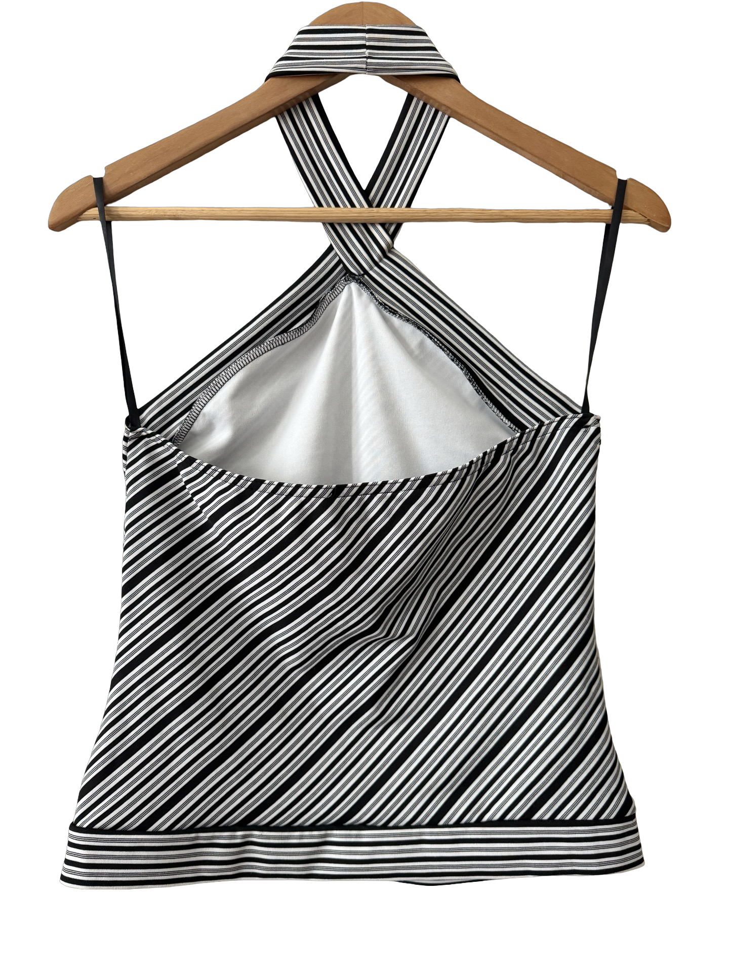 Y2K Black And White Halter Stripe Top (S/M)
