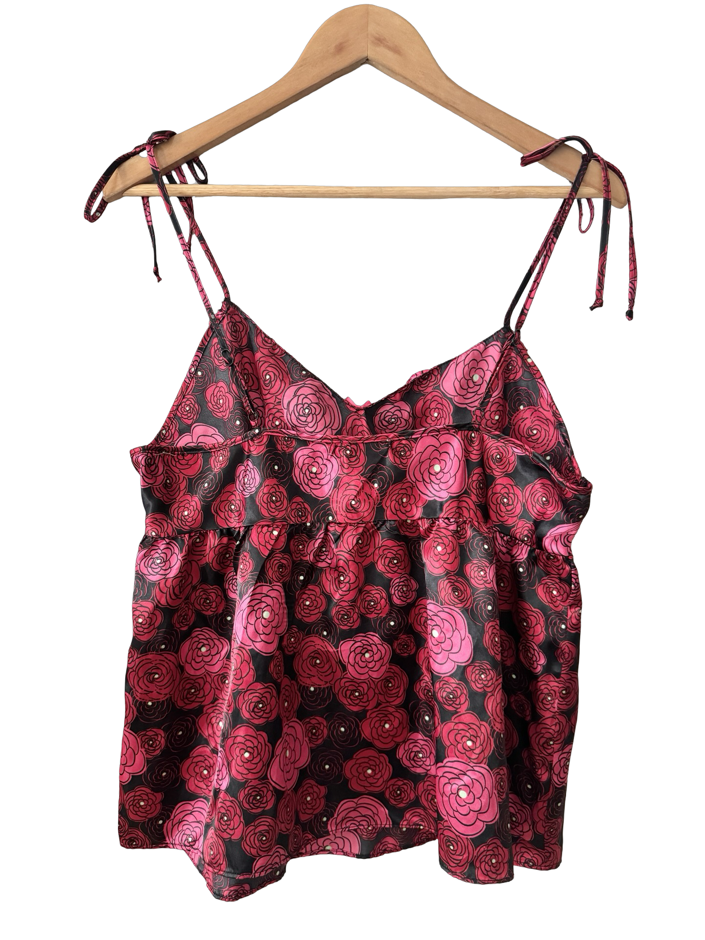 Vintage 90s Sentiments Rose Tie Strap Babydoll Top (M)
