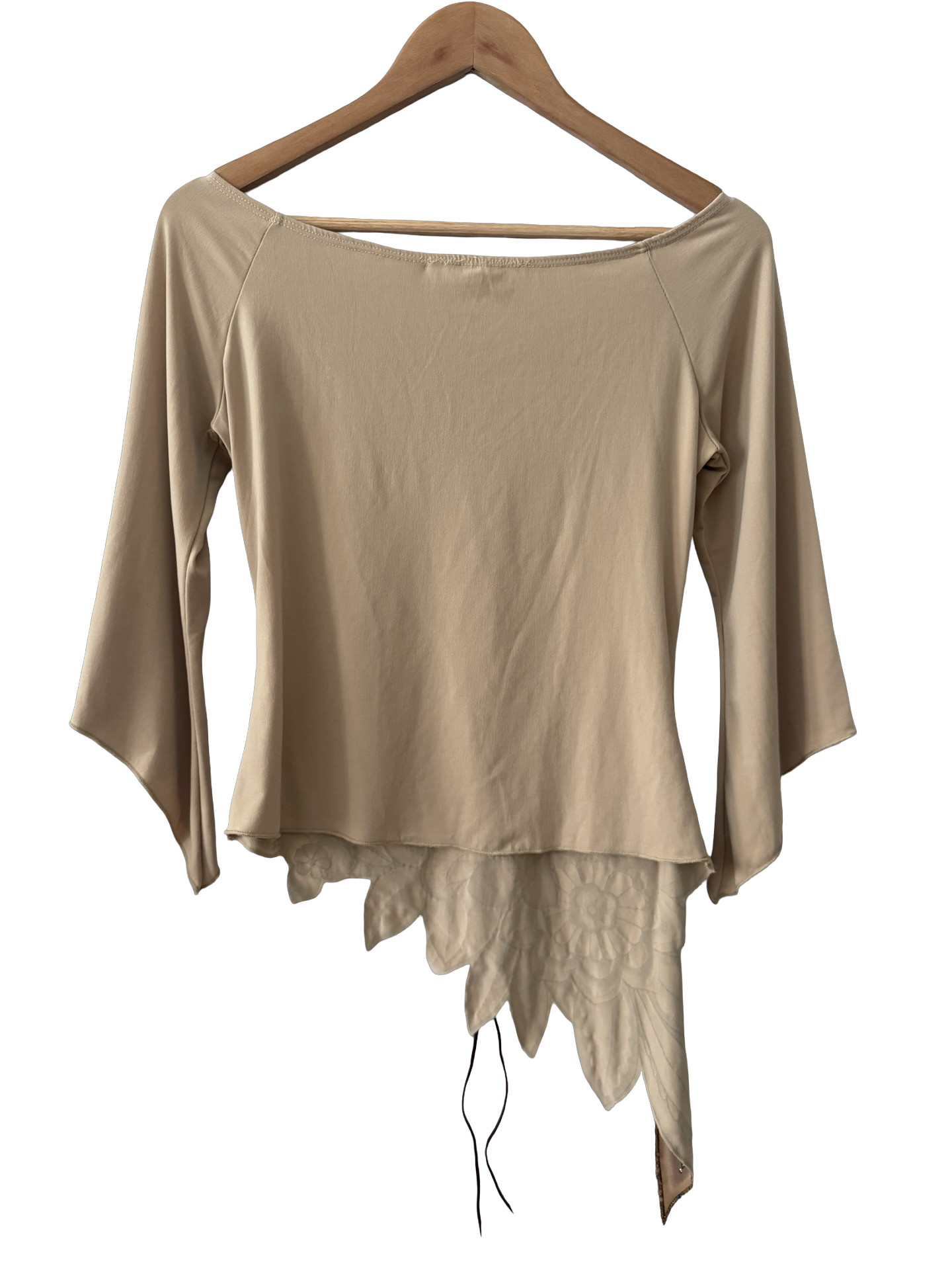 Vintage Y2K Beaded Floral Asymmetrical Knit Top (M)