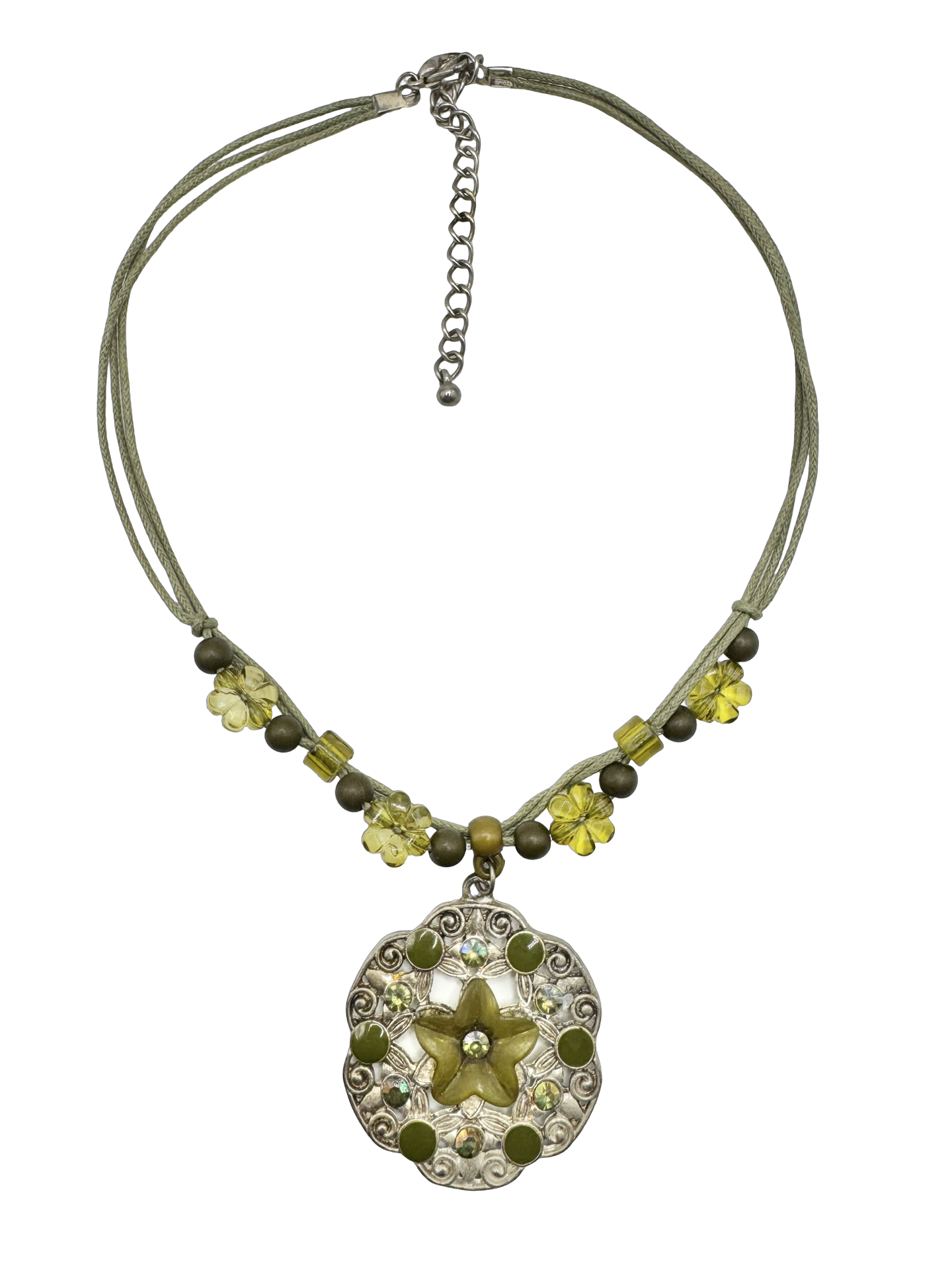 Vintage Y2K Meadow Fairy Floral Pendant Necklace