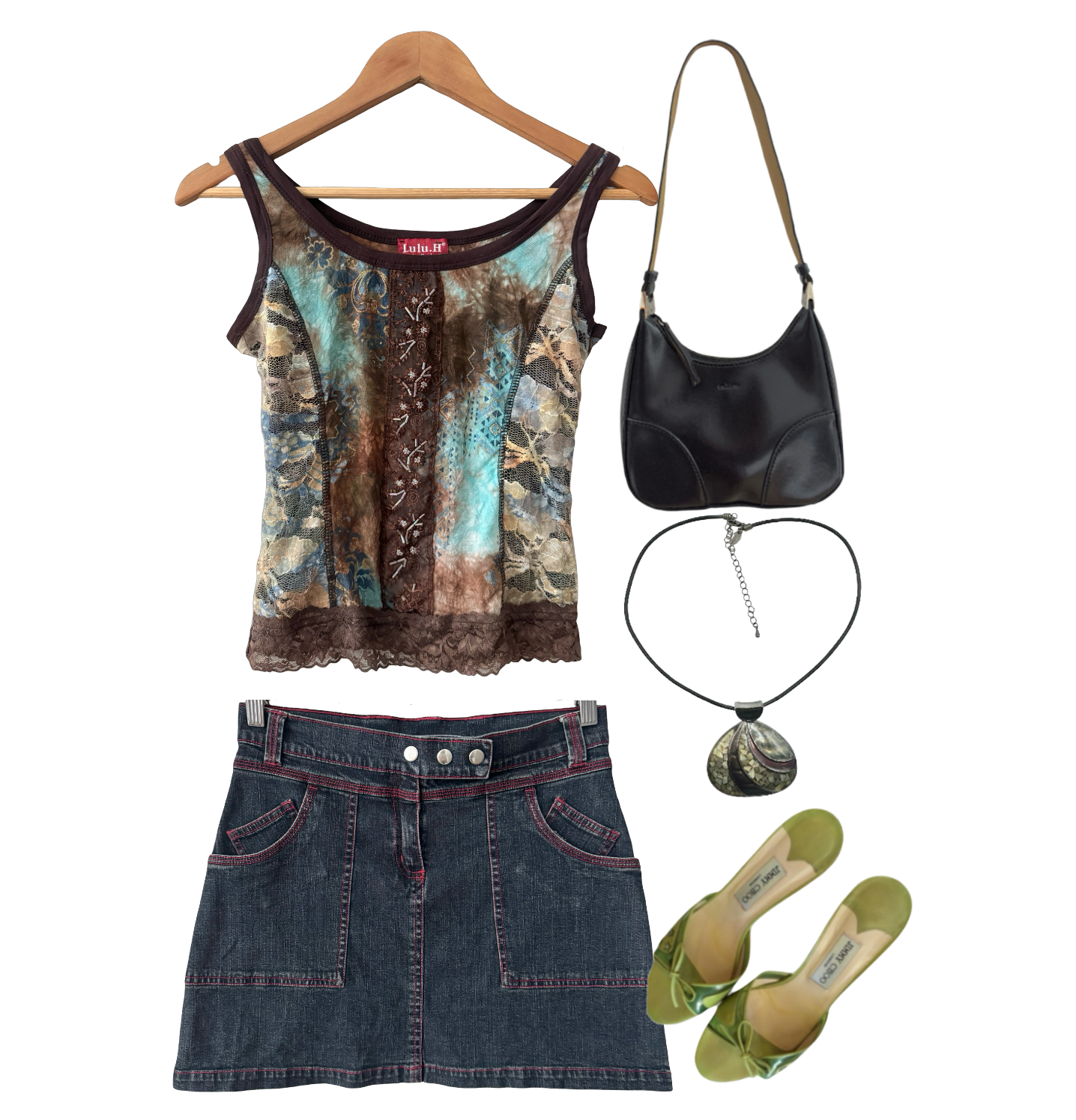 Vintage 90s Earth Angel Patchwork Lace Tank (S/M)