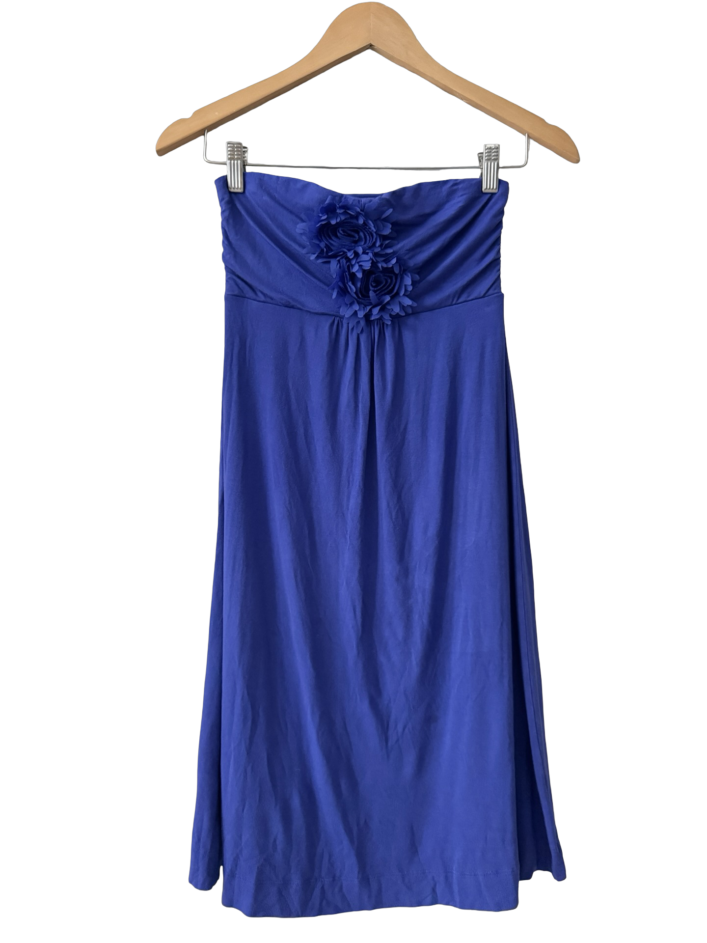 Vintage Y2K Cobalt Rosette Strapless Mini Dress (XS-S)