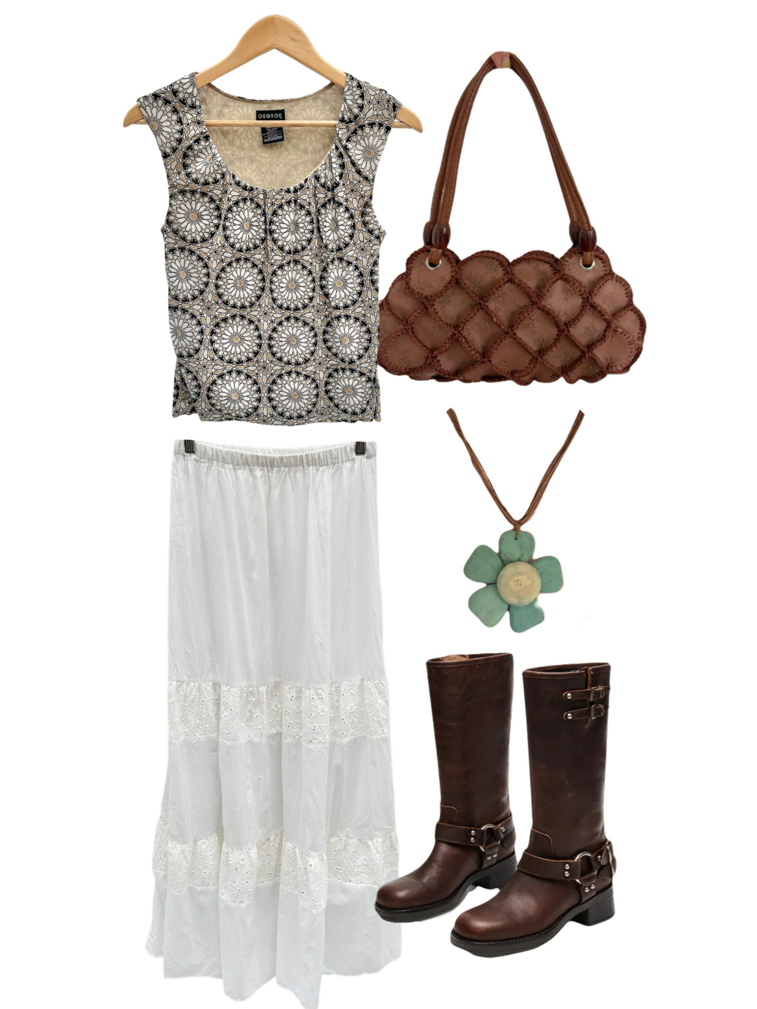 Vintage Retro Floral Tile Knit Top (S)