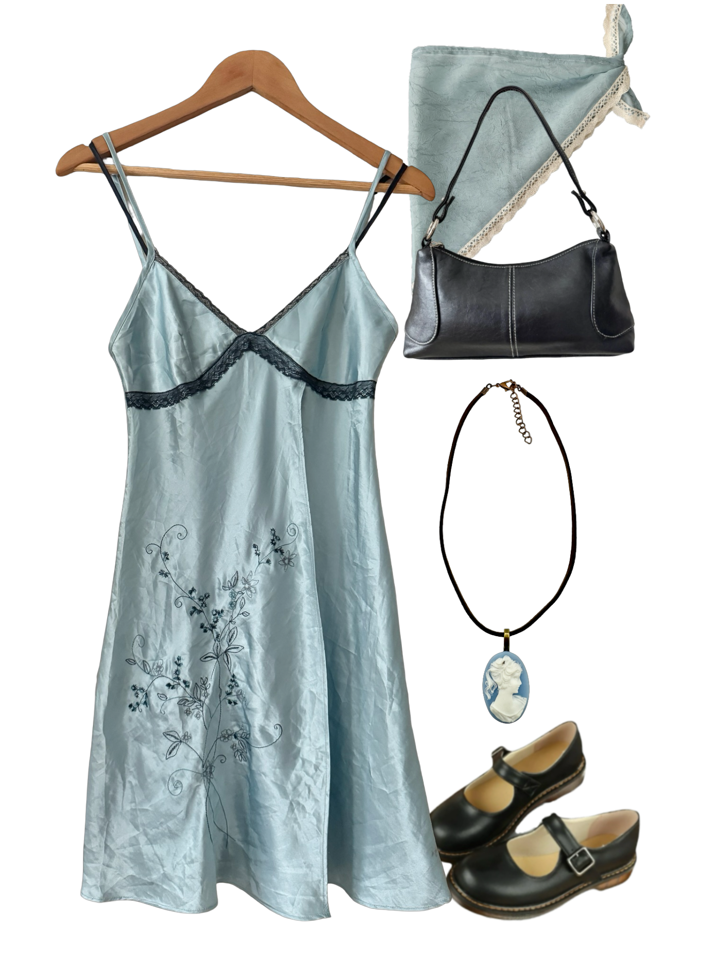 Vintage 90s French Bluebell Slip Dress (S/M)